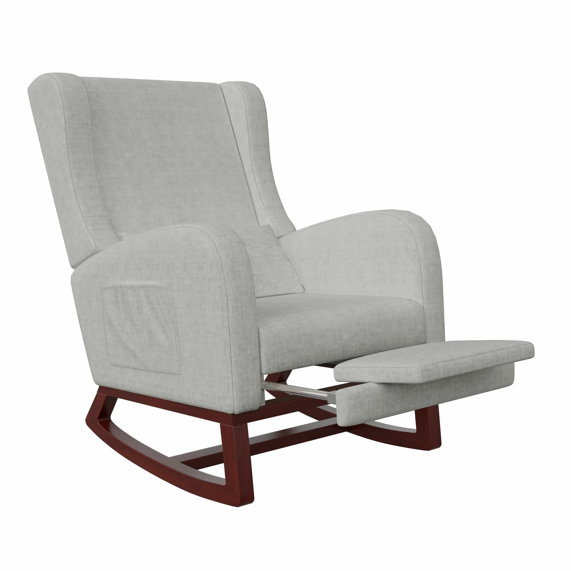 Sillón basculante con reposamuñecas retráctil, mecedora lactancia gris lino