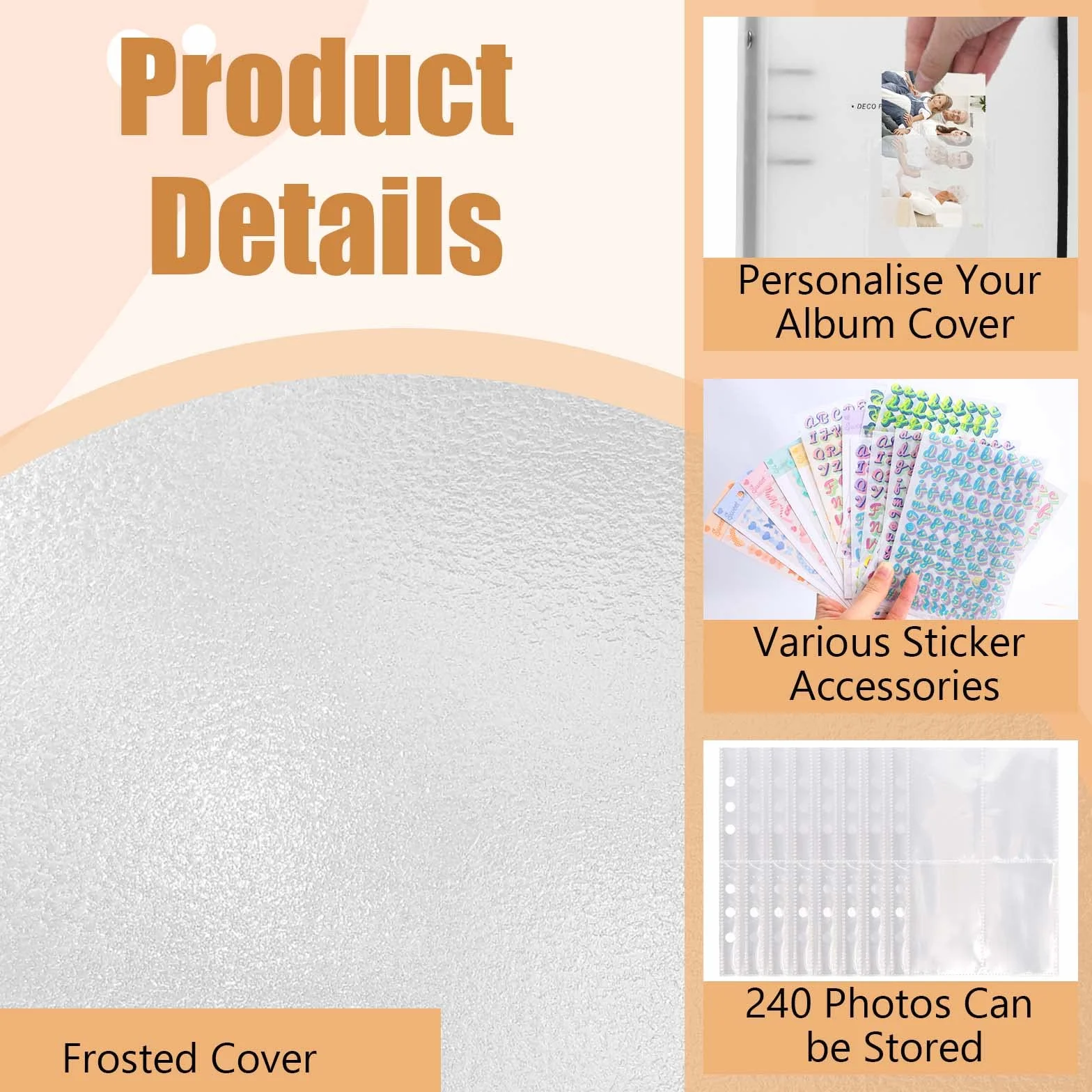 Álbum de Fotos A5 Binder Kpop mini Photocards 4" Archivadores con Anillas Carpeta de 6 Agujeros + 30 Hojas de 4 Compartimentos para Fotos Tarjetas, Sellos con Pegatinas Adhesivos Alfanuméricos