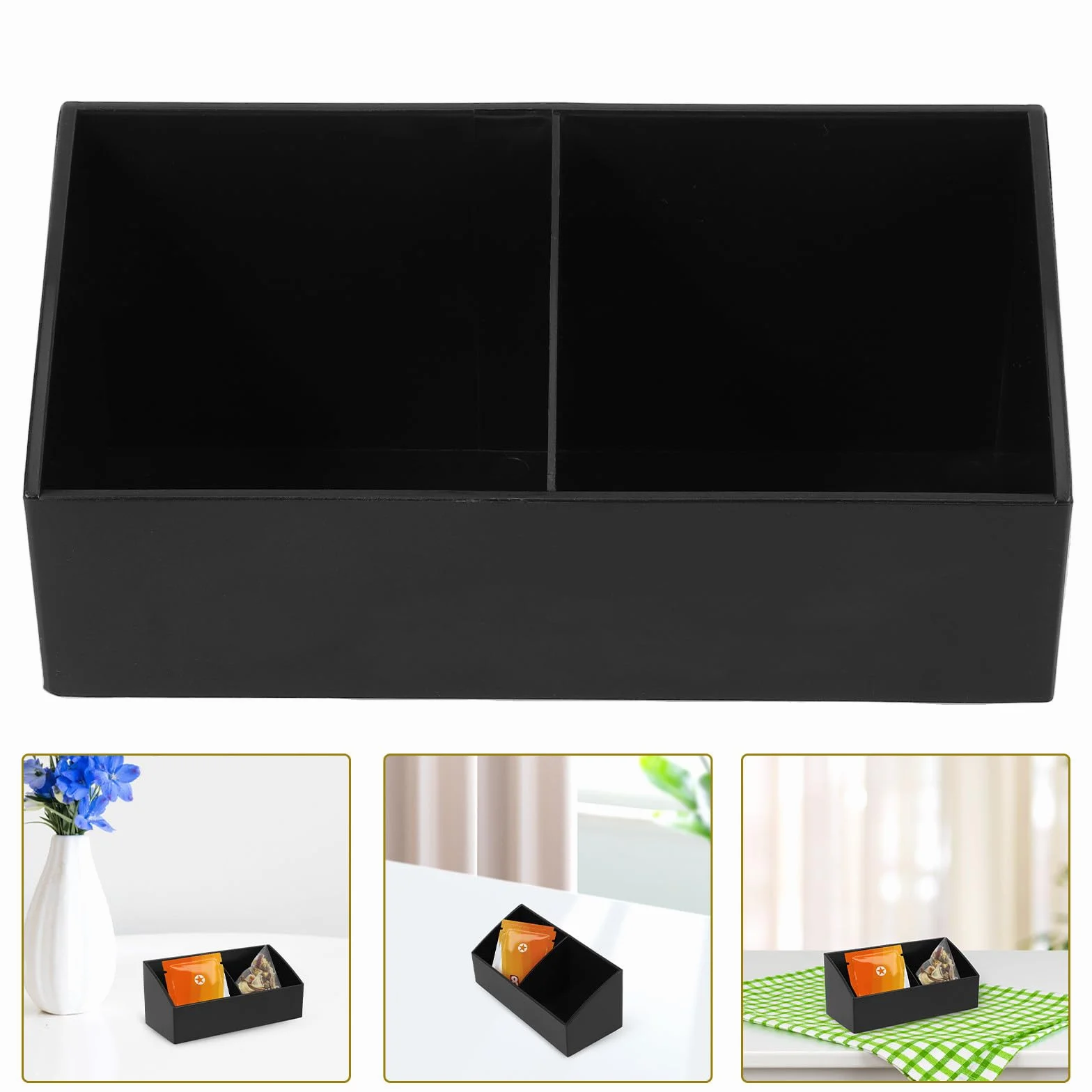 Soporte para Bolsitas de Té y Paquetes de Azúcar, Caja Compartimentos para Café y Leche, Organizador para Mostrador en Tiendas y Cafeterías