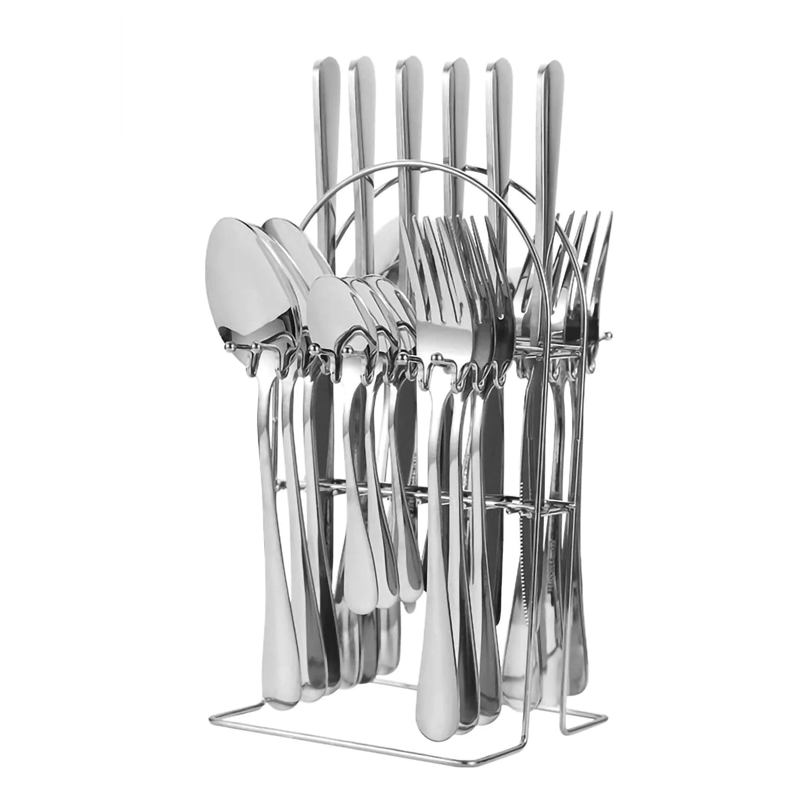 Conjunto de cubiertos colgantes de acero inoxidable de 24 piezas, juego de cubiertos, utensilios de cocina para el hogar para la fiesta del restaurante del hotel