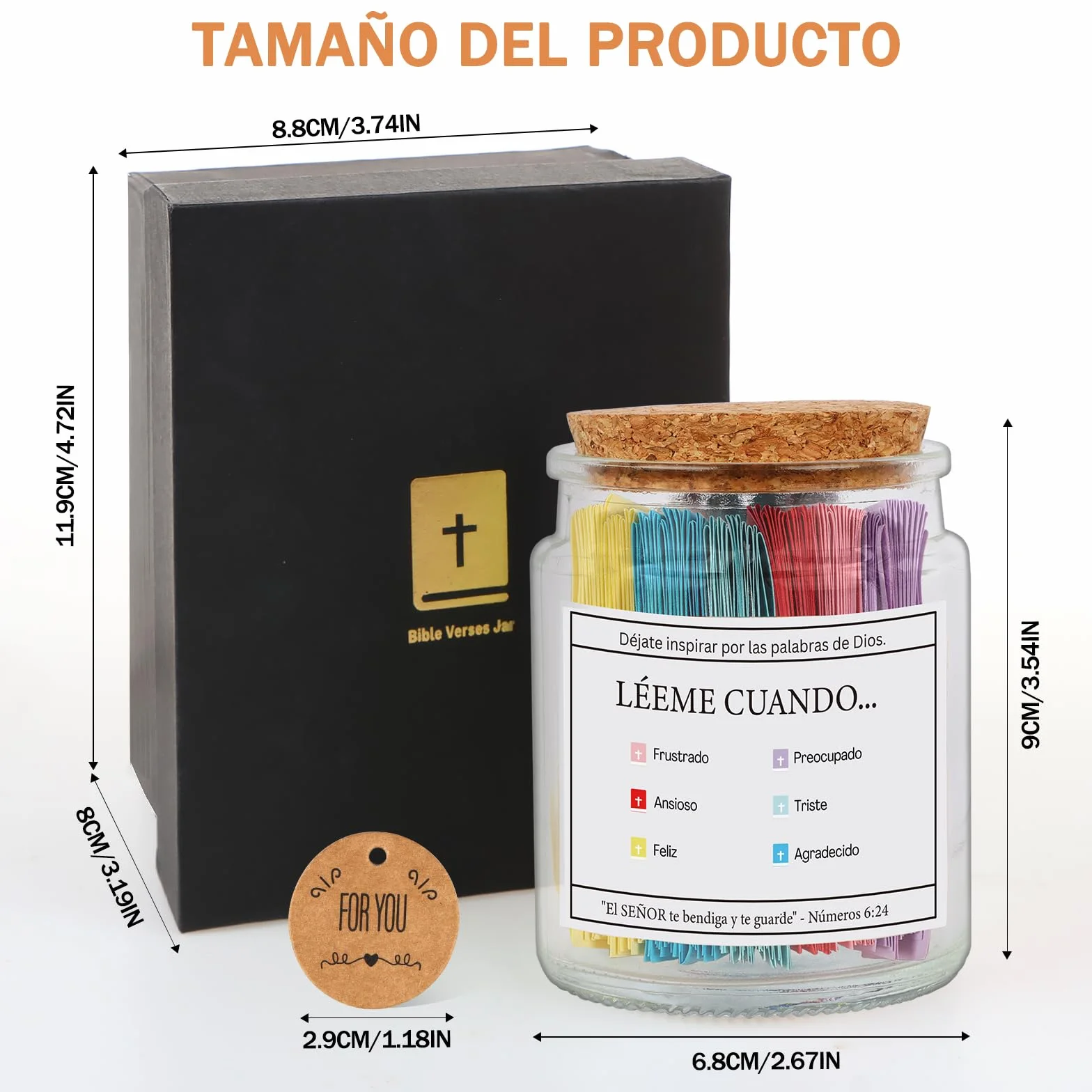 Bote de Biblia, 90 Versículos Bíblicos Lengua Española, Frasco de Vidrio con Versículos Bíblicos, Frasco de Esperanza, Regalo Cristiano, Regalo Bíblico de Pascua, para Hombres y Mujeres