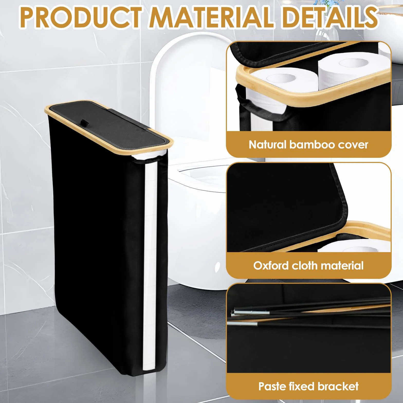 Cesta de almacenamiento de papel higiénico, 40 l, caja de almacenamiento con tapa, ventana lateral Oxford, cesta de papel higiénico a prueba de polvo, 24 rollos estándar para baño y hogar (A)