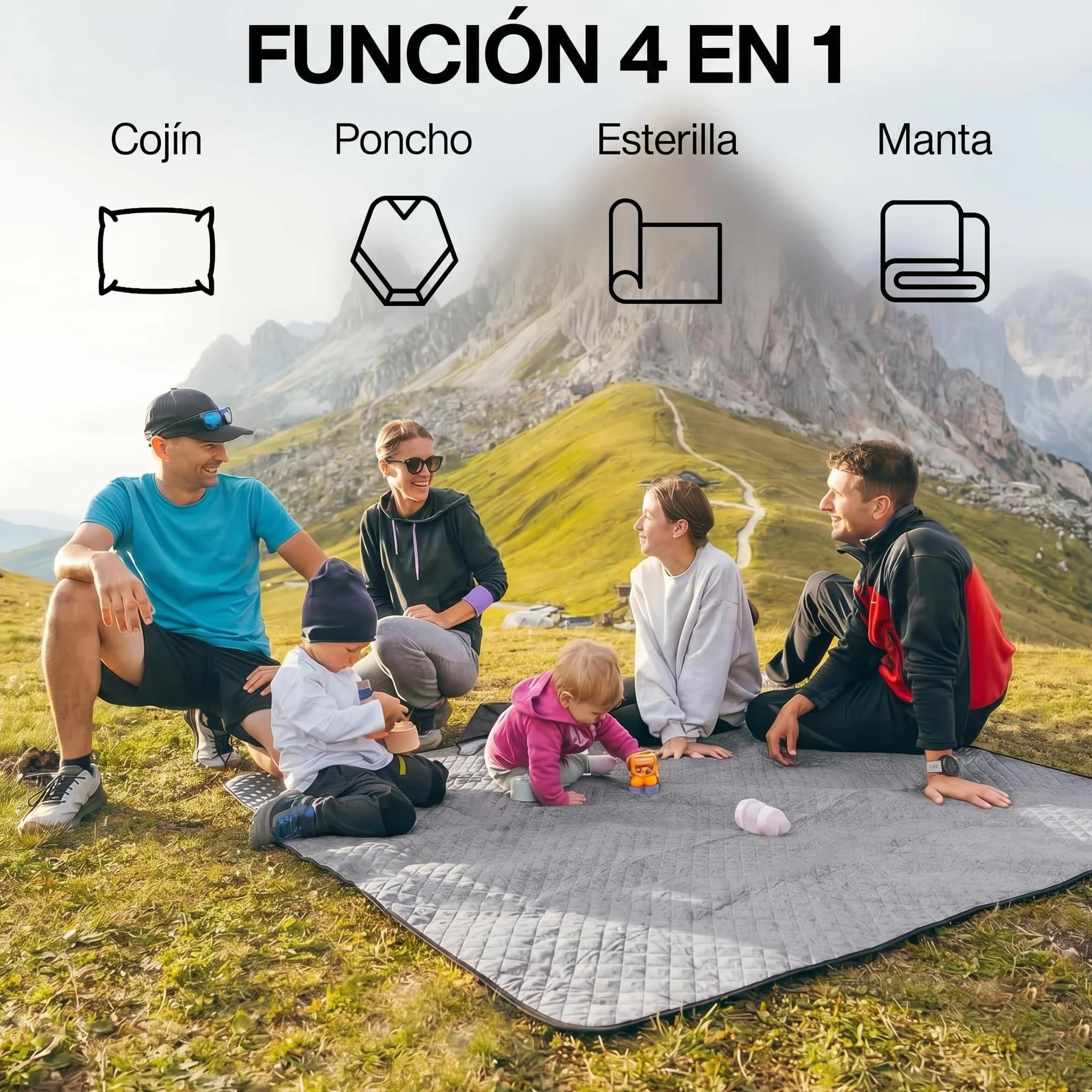Manta de Camping Impermeable EVOCAMP 200x140 cm Forro Polar