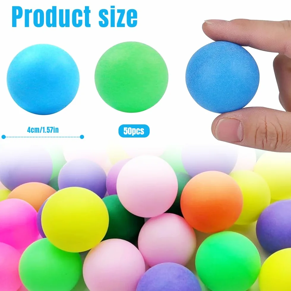 Pelotas de Ping Pong 50 Unidades 40 mm Mezclados Colores Entrenamiento