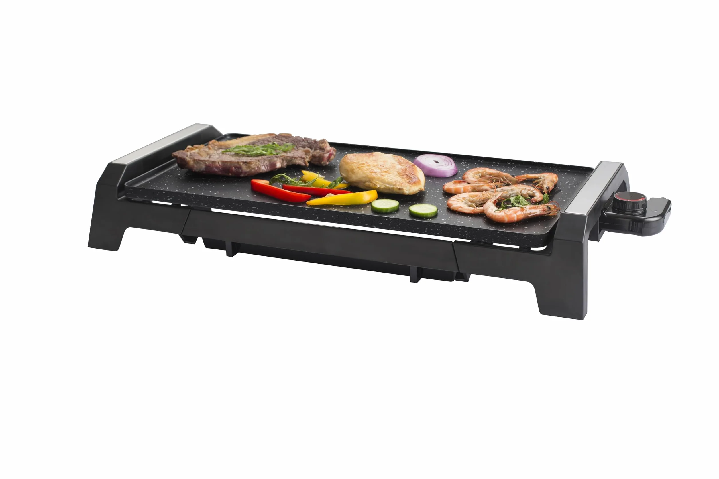 SENYA Plancha eléctrica - 2200W Placa efecto piedra antiadherente, gran superficie de cocción de 6 a 8 personas, bandeja recuperadora de grasa, apta para lavavajillas