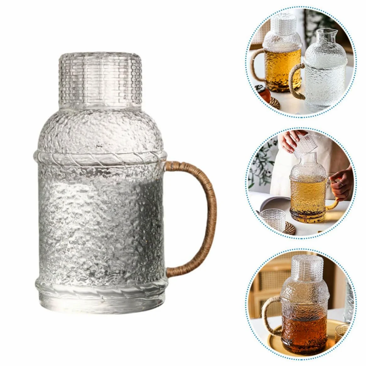 Jarra de Agua Juego de Jarra Hogar Tapa de Vidrio Resistente Capacidad de 2l Adecuado para Fiestas y Uso Doméstico para Fiestas y Uso Doméstico