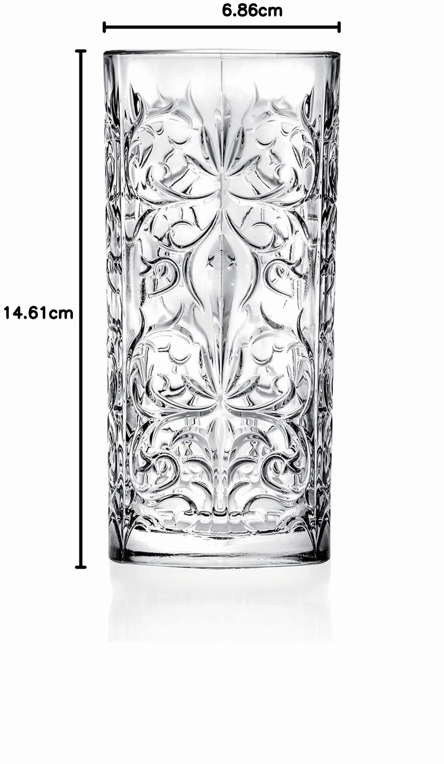 Barski Highball – Juego de 6 vasos Hiball – Cristal – Hermoso diseño de tatuaje – Vasos para beber – para agua, jugo, vino, cerveza y cócteles – 13 onzas, fabricado en Europa