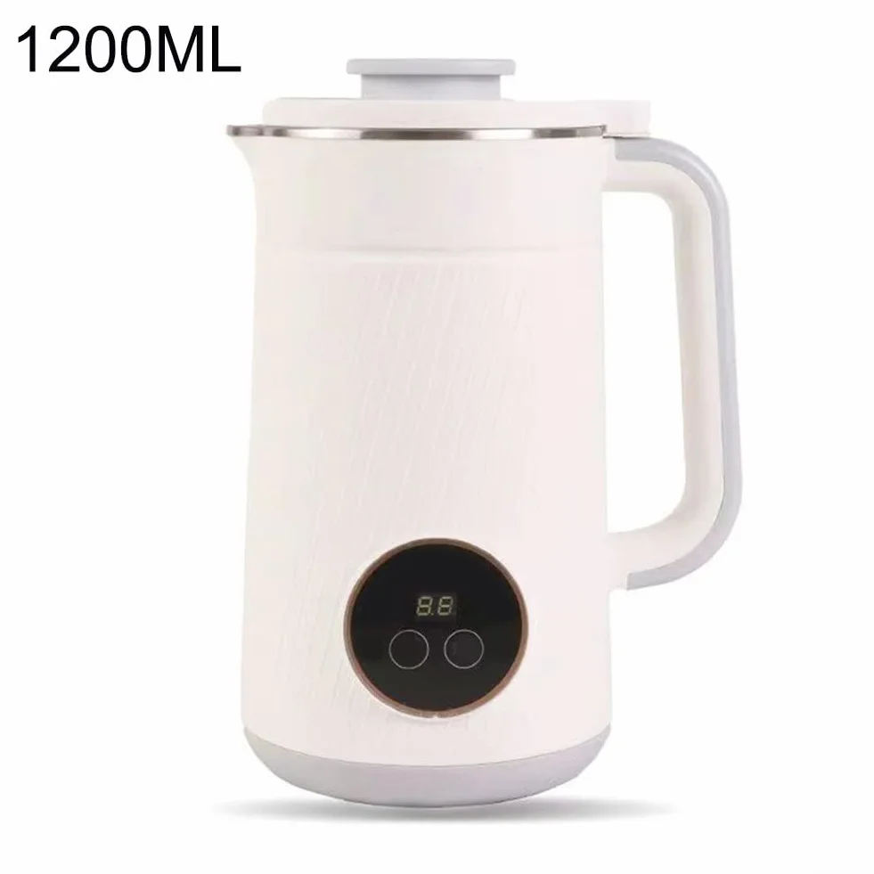 Máquina de leche multifuncional 8 en 1, máquina de leche de soja, máquina de leche vegetal, máquina de leche de soja multifuncional de 1200 ml, puede hacer bebidas caseras de leche de nueces (blanco)
