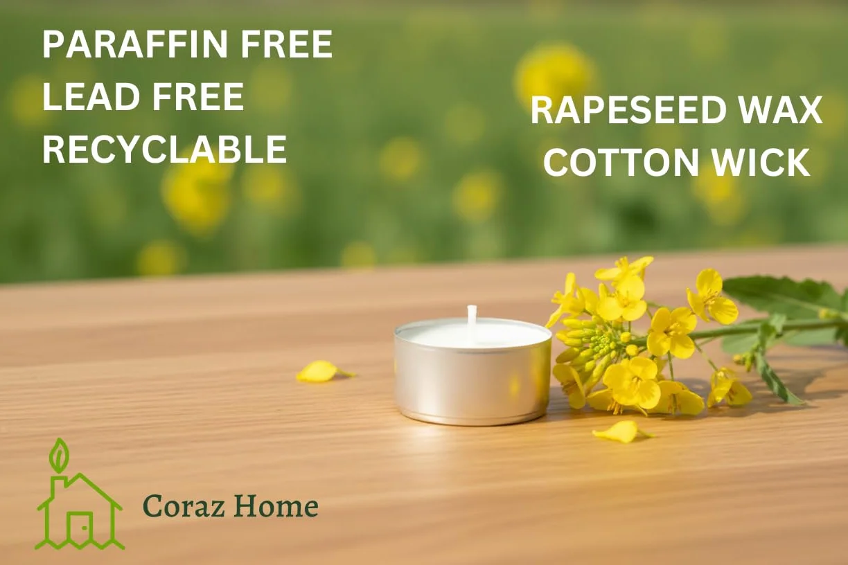 Velas de té naturales sin perfume hechas de velas de cera de colza con 8 horas de tiempo de combustión Candlelitas Sin parafina en vaso de aluminio reciclable Sin plástico