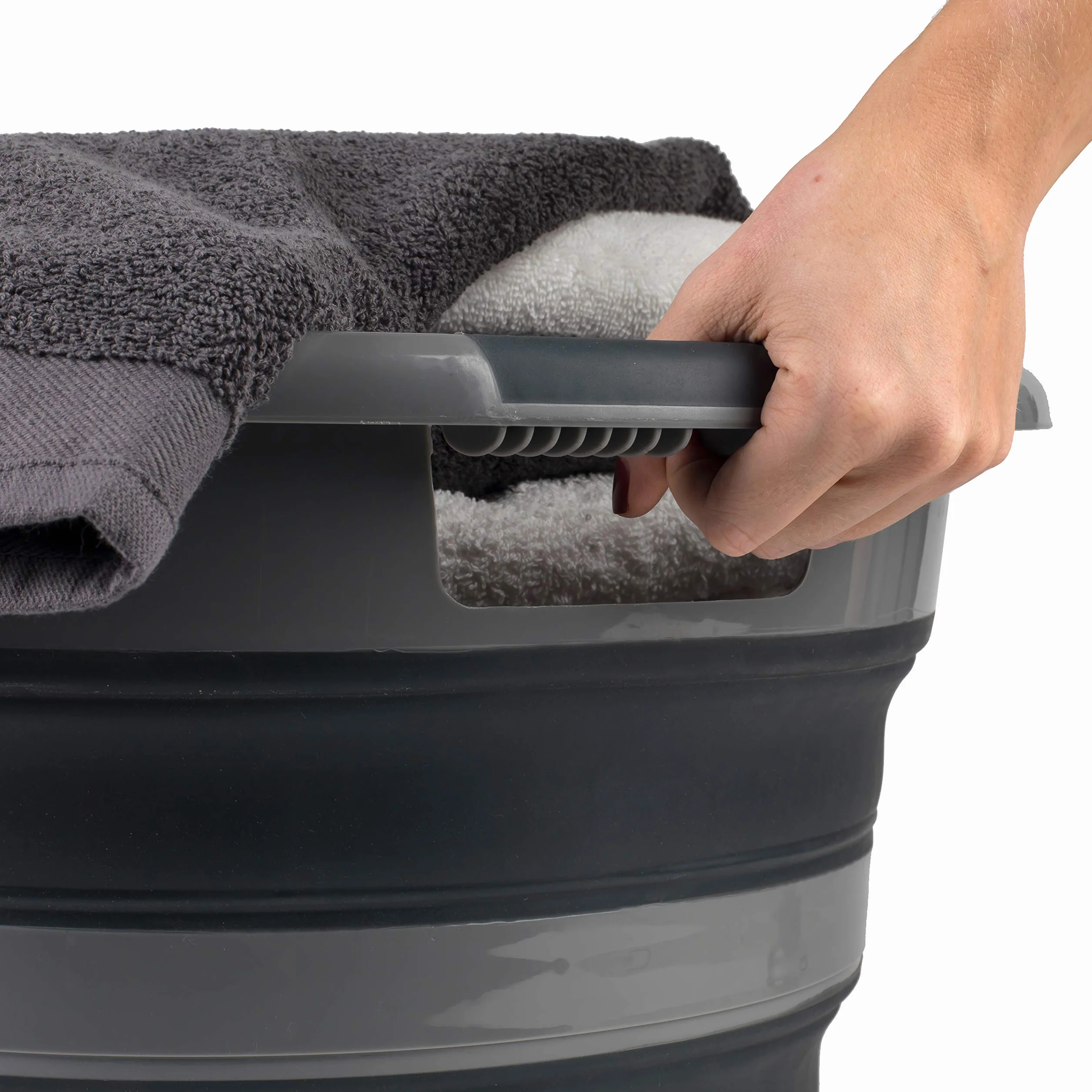Russell Hobbs Cesta de lavandería plegable 27L silicona/plástico negro/gris