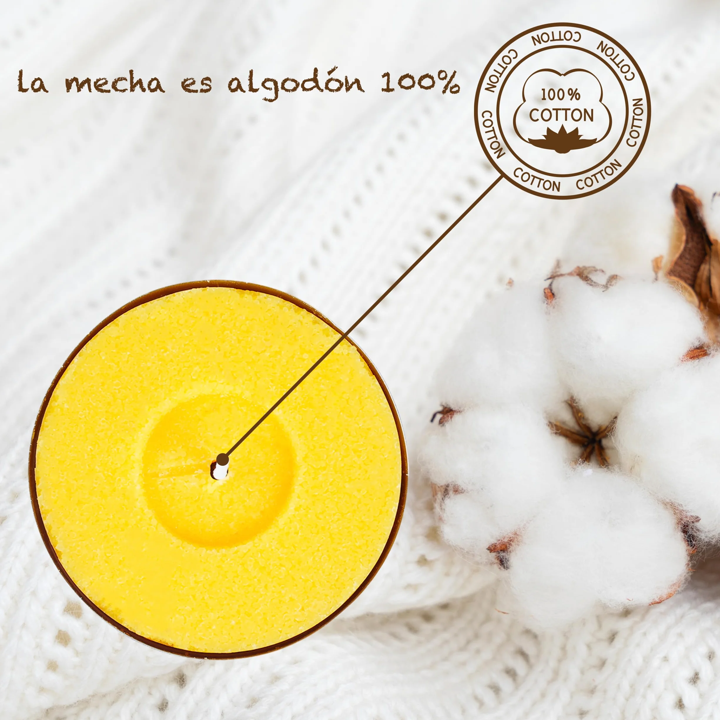 Pack de 24 Velas Aromáticas de Citronela para Exterior e Interior, Antimosquitos Naturales, Ideal para Jardín, Terraza, Barbacoas y Camping, Cera Vegetal, 60x60x20mm