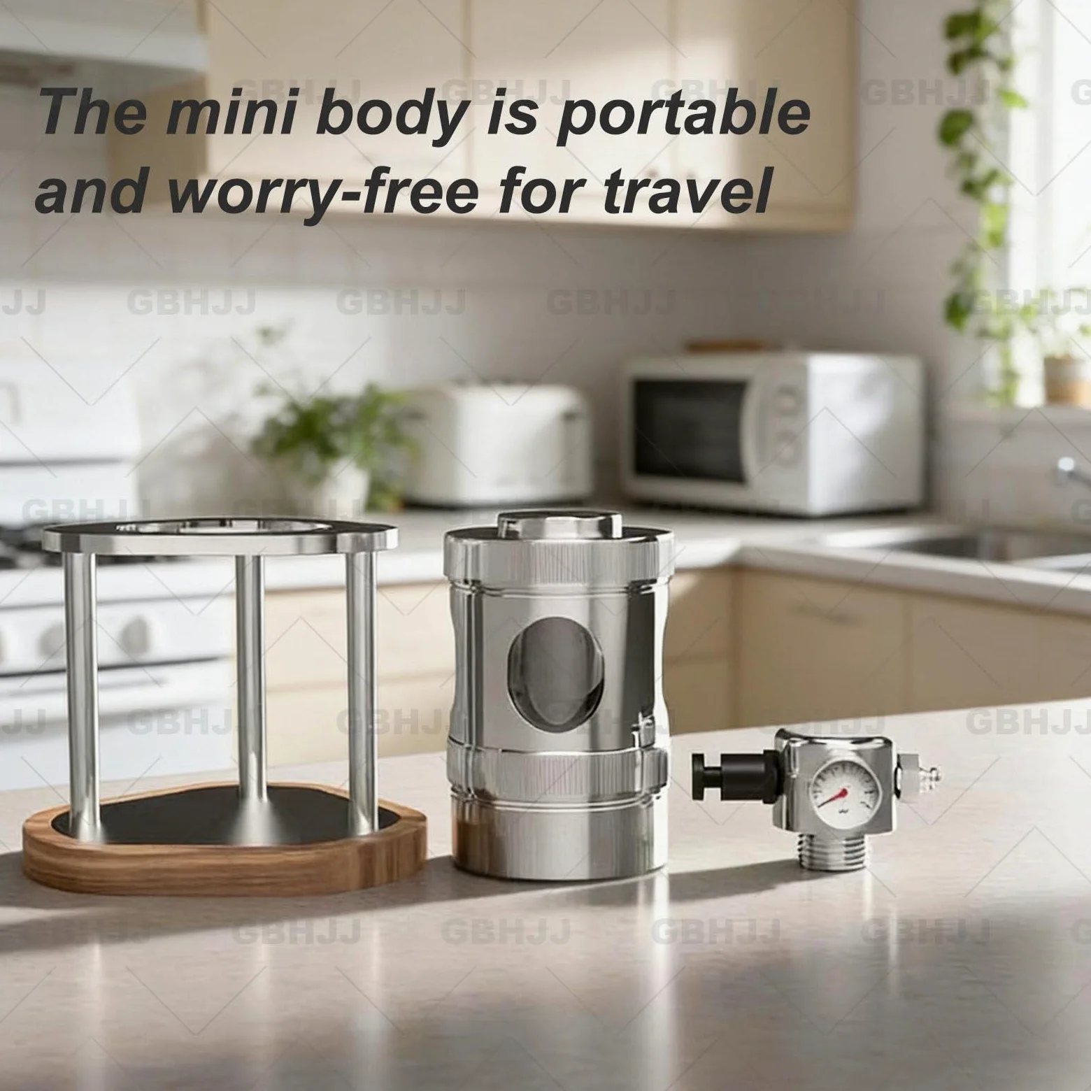 Cafetera espresso neumática de 58 mm con manómetro, cafetera espresso manual portátil, diseño desmontable para el hogar, camping y viajes