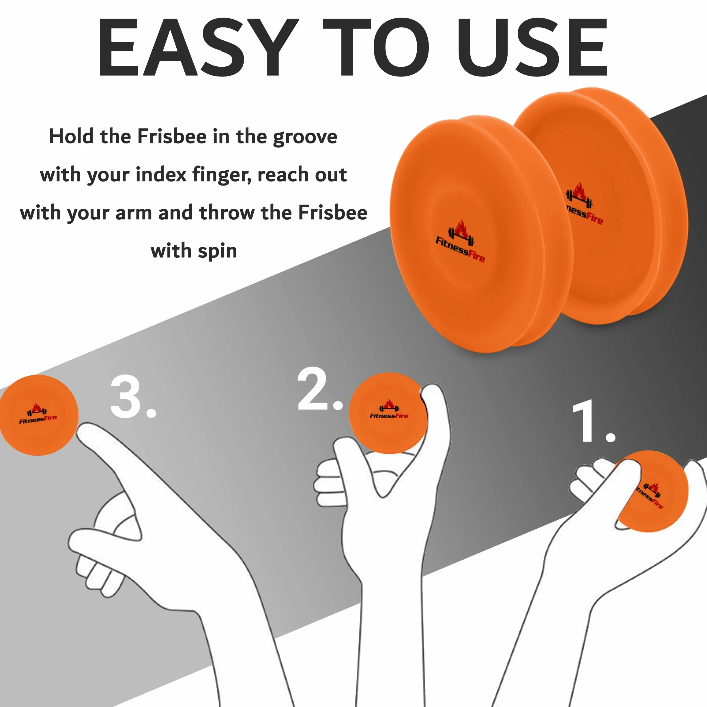 Set de 3 Mini Frisbee - Disco volador 60 metros - Naranja