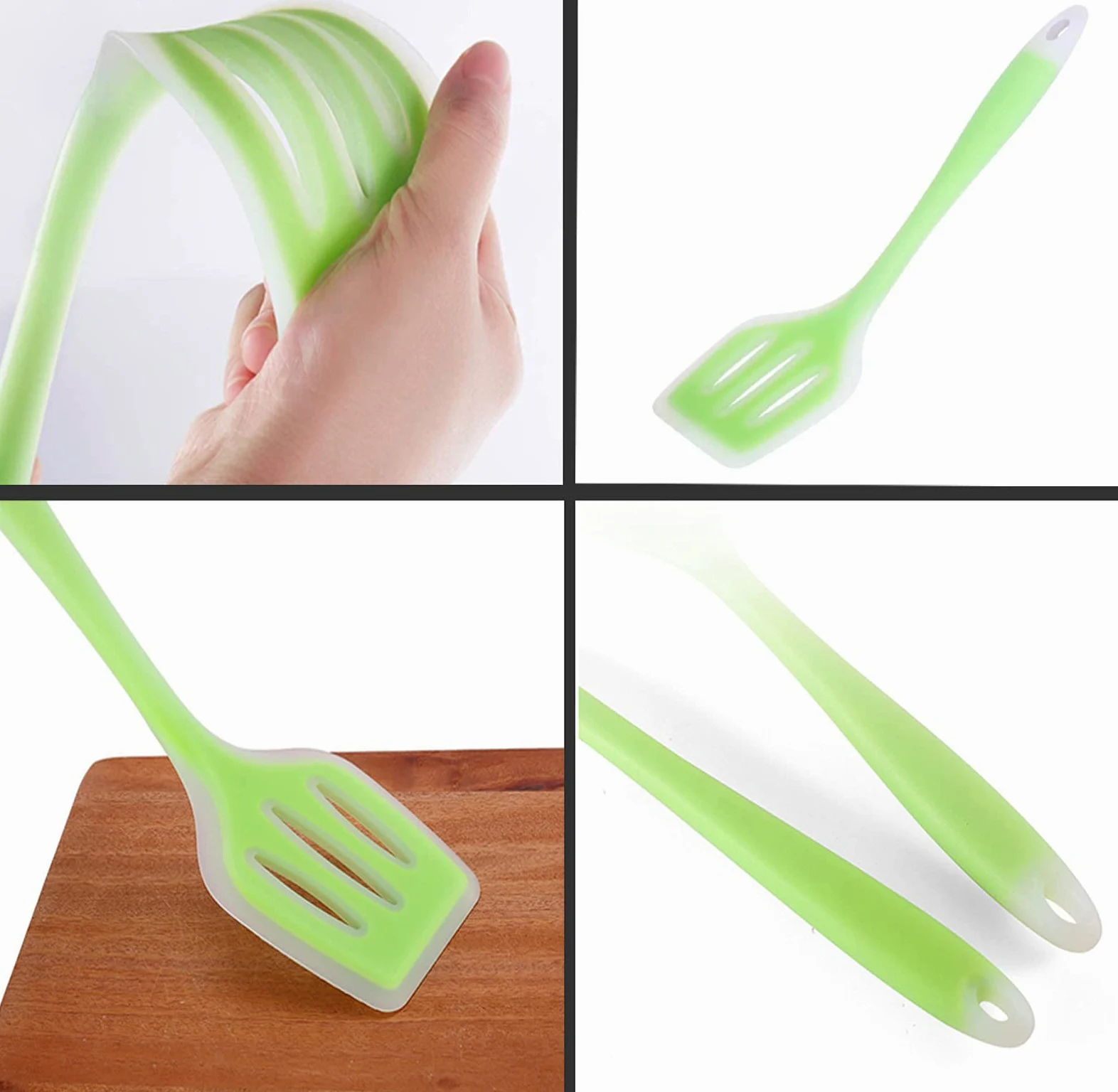 Efficient Espátula de Cocina Antiadherente Espatula Cocina de Perforada Espátula de Silicona Ranurado Resistente Al Calor, Sin TóXico EspáTula De Silicona De Grado Alimenticio Para Cualquier Comida