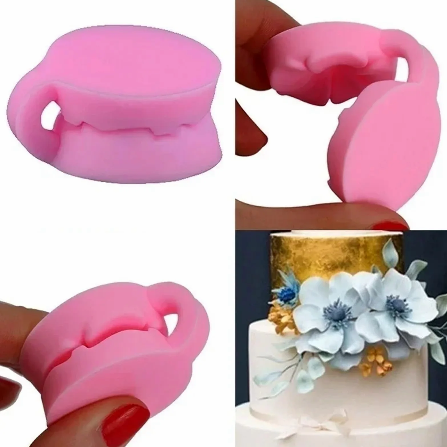 Juego de 4 moldes 3D silicona con forma rosa for decorar pasteles, fondant, chocolate y azúcar Para Repostería Y Postres