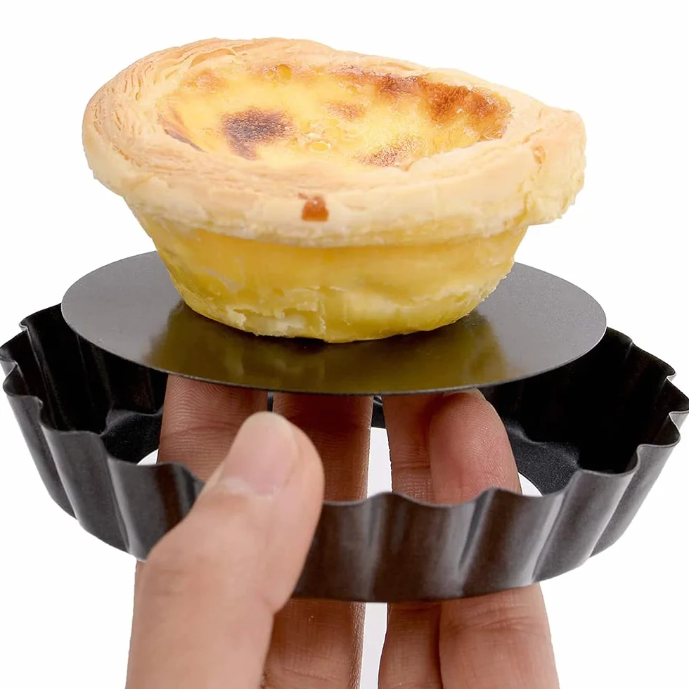 molde para tartas (4 piezas, extraíble, bandeja de acero al carbón, redondo, para quiches y tartaletas (12 cm)