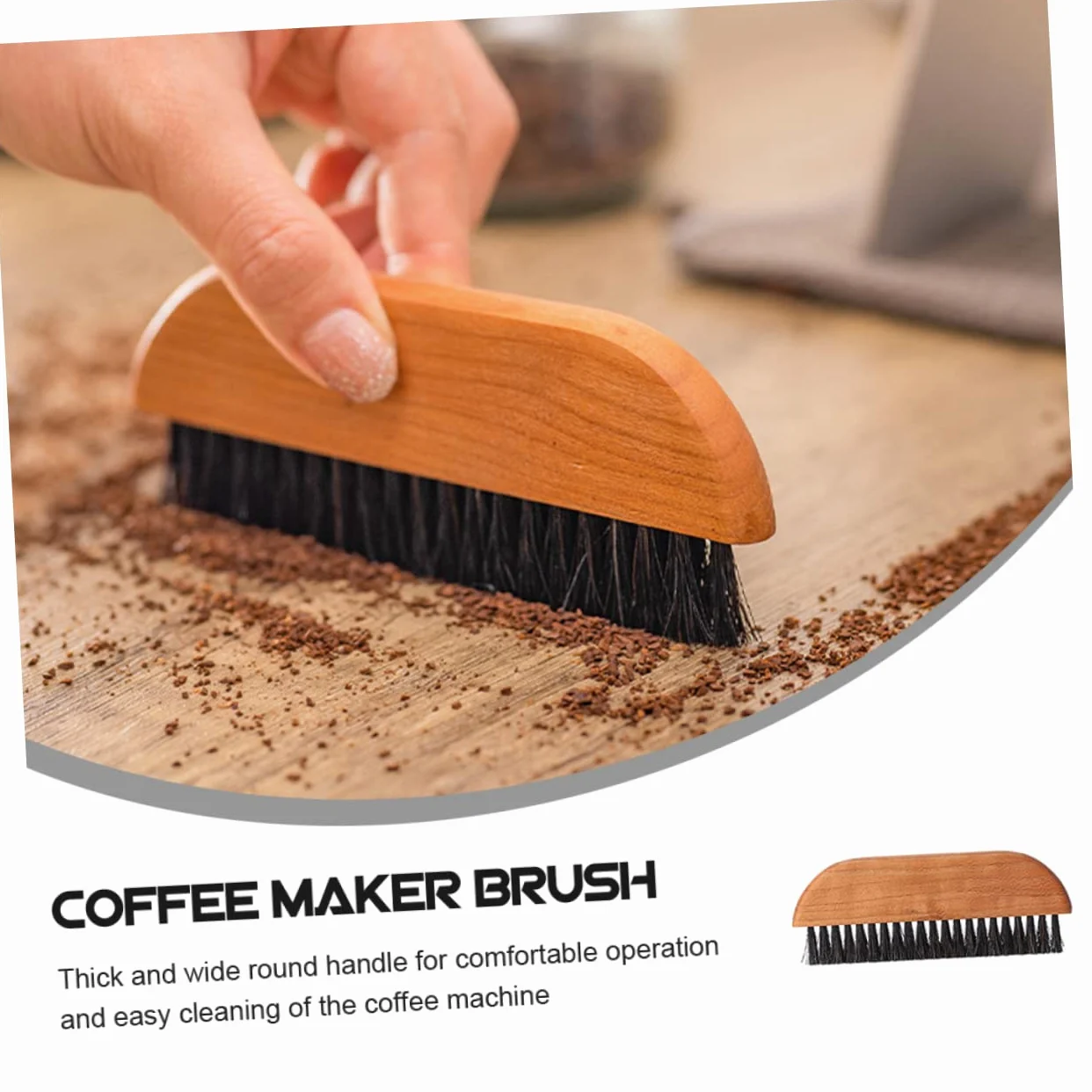 Cabilock 5piezas Cepillo De Limpieza De Café De Madera Para Máquina Espresso Herramienta Multifuncional Para Limpiar Cafeteras y Molinillos De Café Cepillo De Cerdas Naturales Mango De
