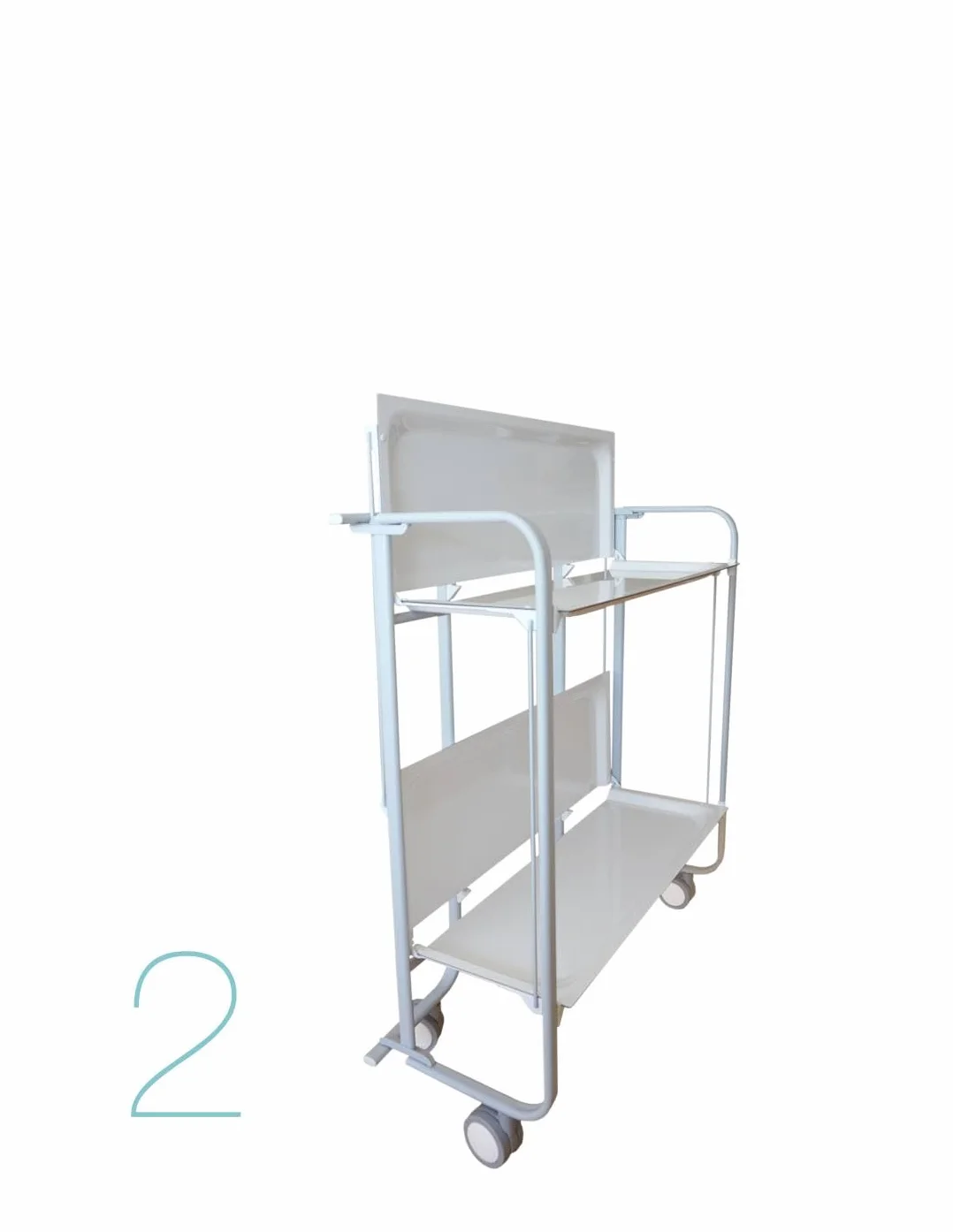 DHO – Mesa de ruedas plegable con chasis gris aluminio.
