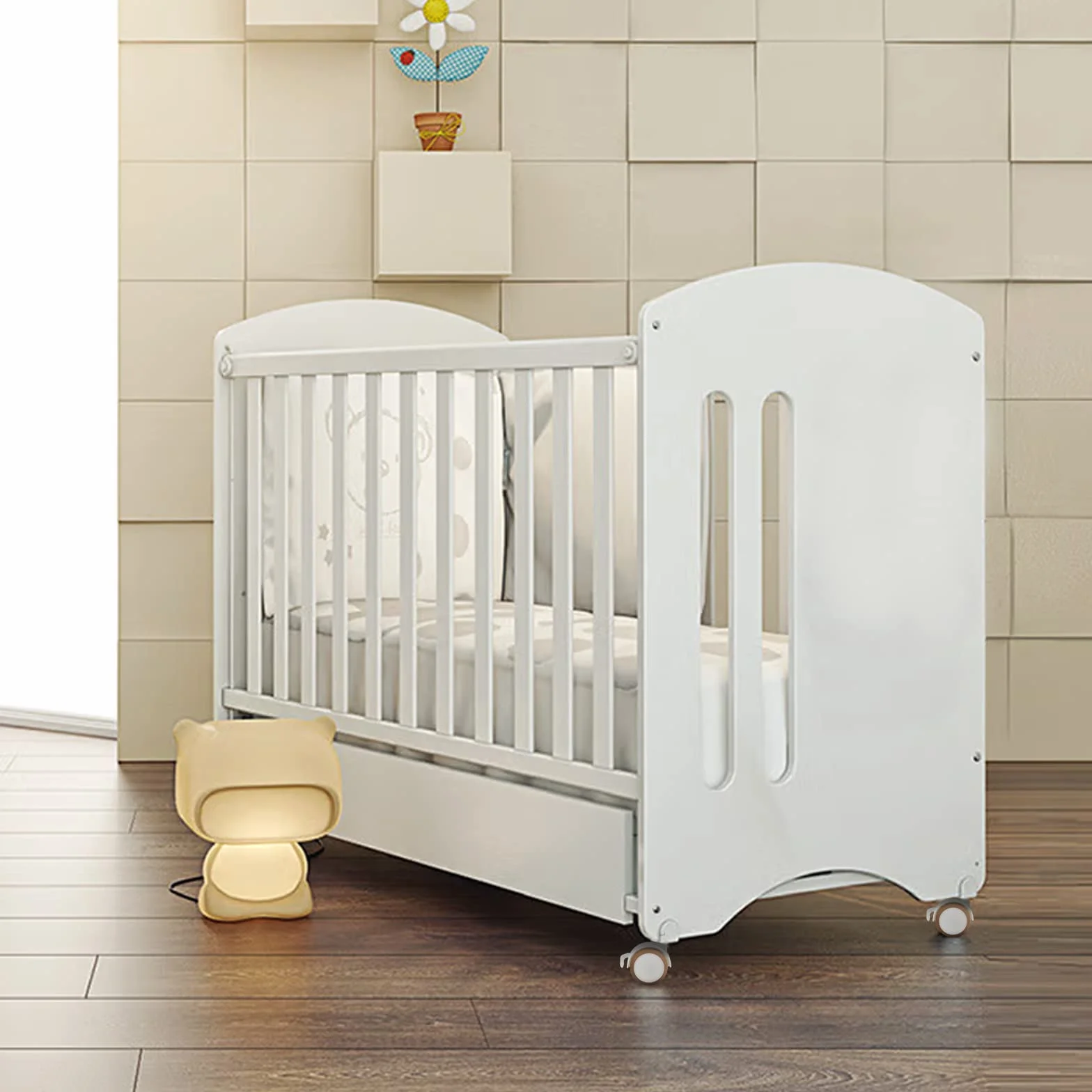 Ruedas para muebles infantiles con freno, 4 unidades, 7mm, Blancas