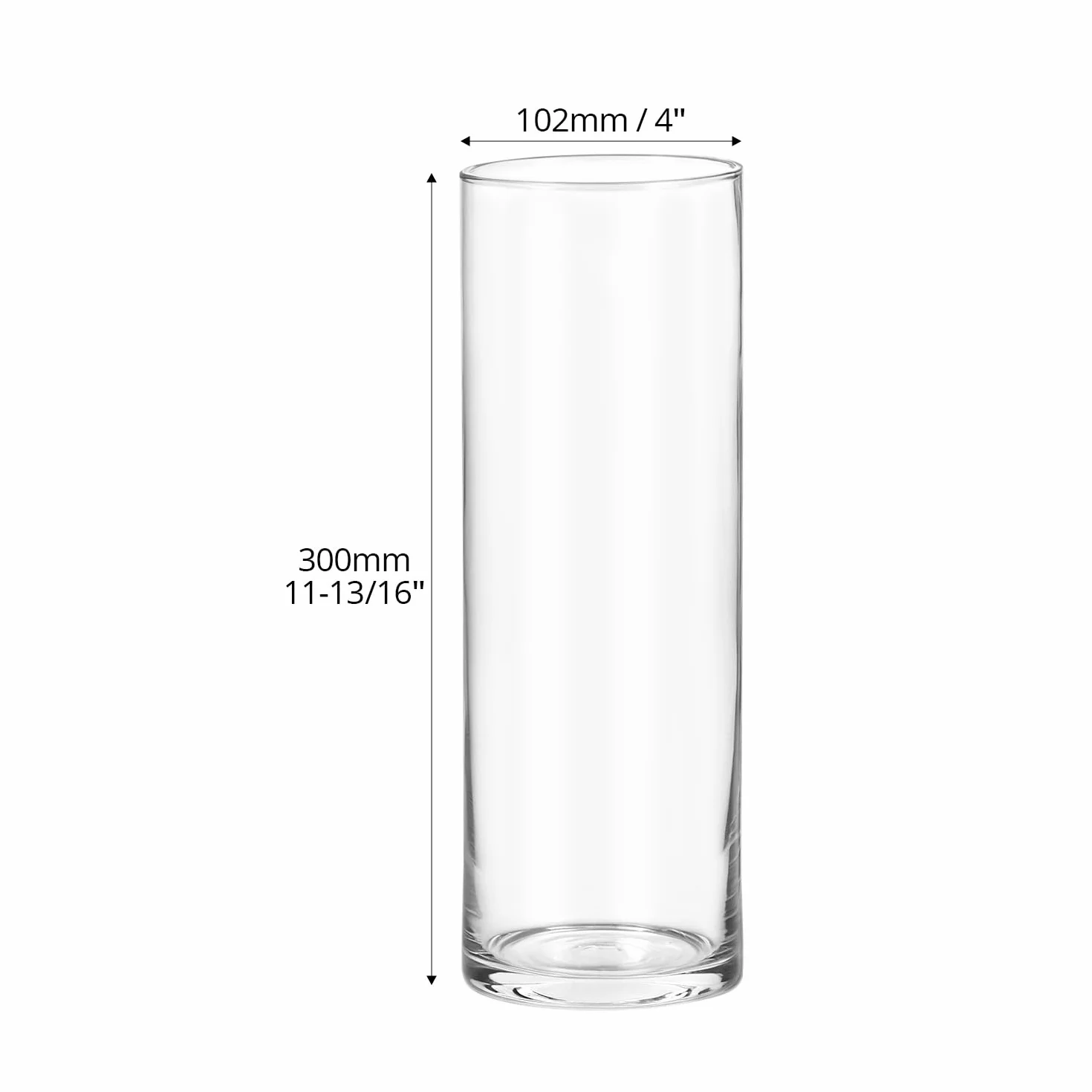 QWORK® Jarrón Grande de Cristal Transparente 30x10 cm para Flores - Diseño Moderno Cilíndrico