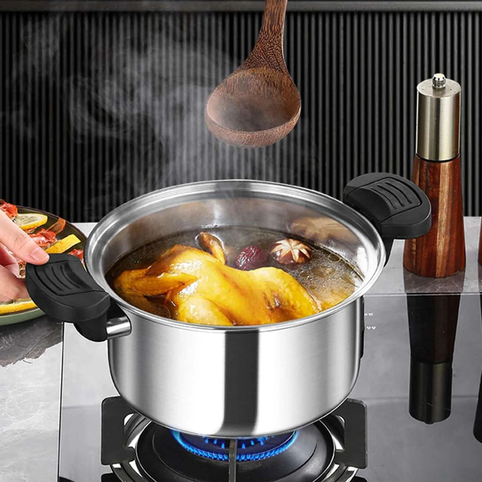 Olla De Presión Para Cocina Cocedor al Vapor a Presión | Olla Arrocera de Cocción Lenta para Granos Sopa Arroz Cocina Hogar Comedor Restaurante