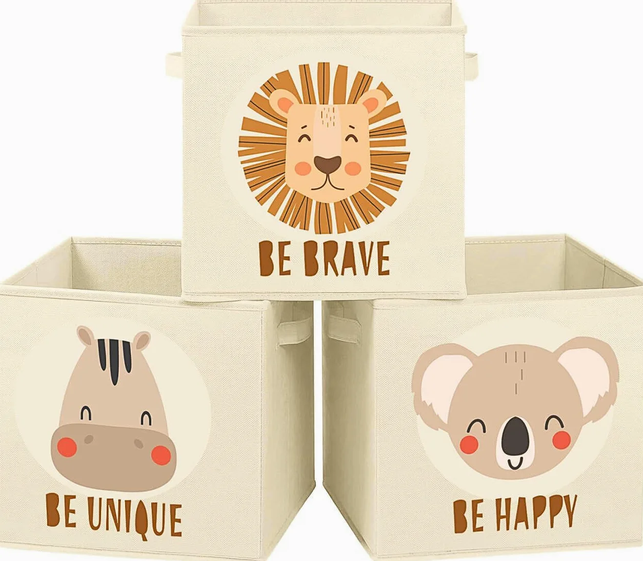 Pack 3 Cubos Almacenaje Beige 30x30x30 cm, Organizador Infantil Juguetes Libros Ropa, Compatible Estanterías Kallax Eket, Plegable y Resistente, Cajas Decorativas para Niños y Hogar