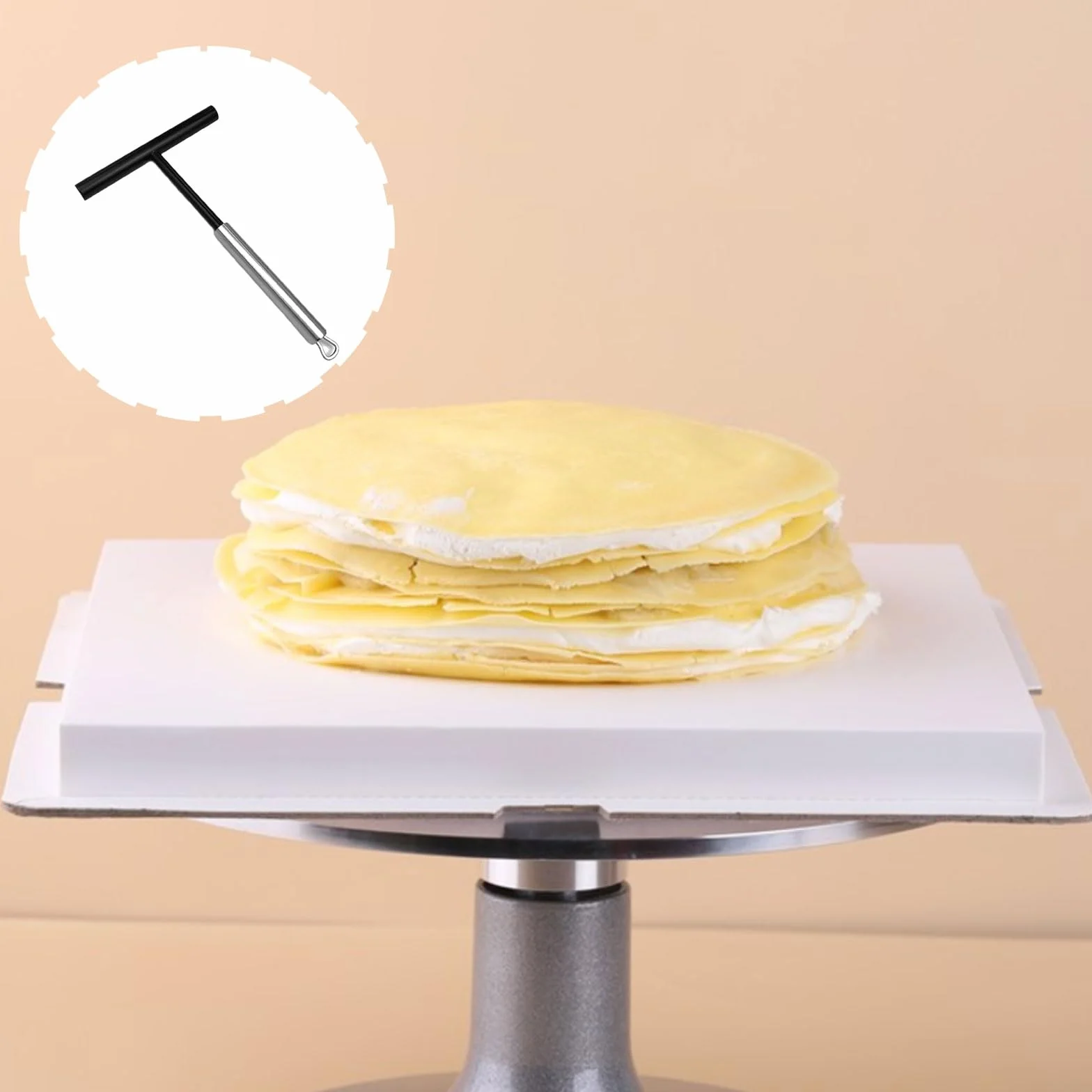 1 Pieza Esparcidor de Crepe Inoxidable de 19.5 cm Largo,Durable y Resistente a Altas Temperaturas T Herramienta de Panqueques para Hacer Crepes Pancakes Hornear Cocinar Utensilios de Cocina