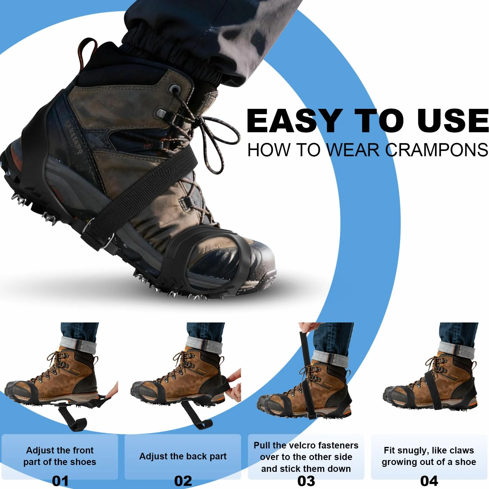 Crampones Nieve Hielo 11 Dientes Ligeros para Caminar Correr Alpinismo Invierno Senderismo