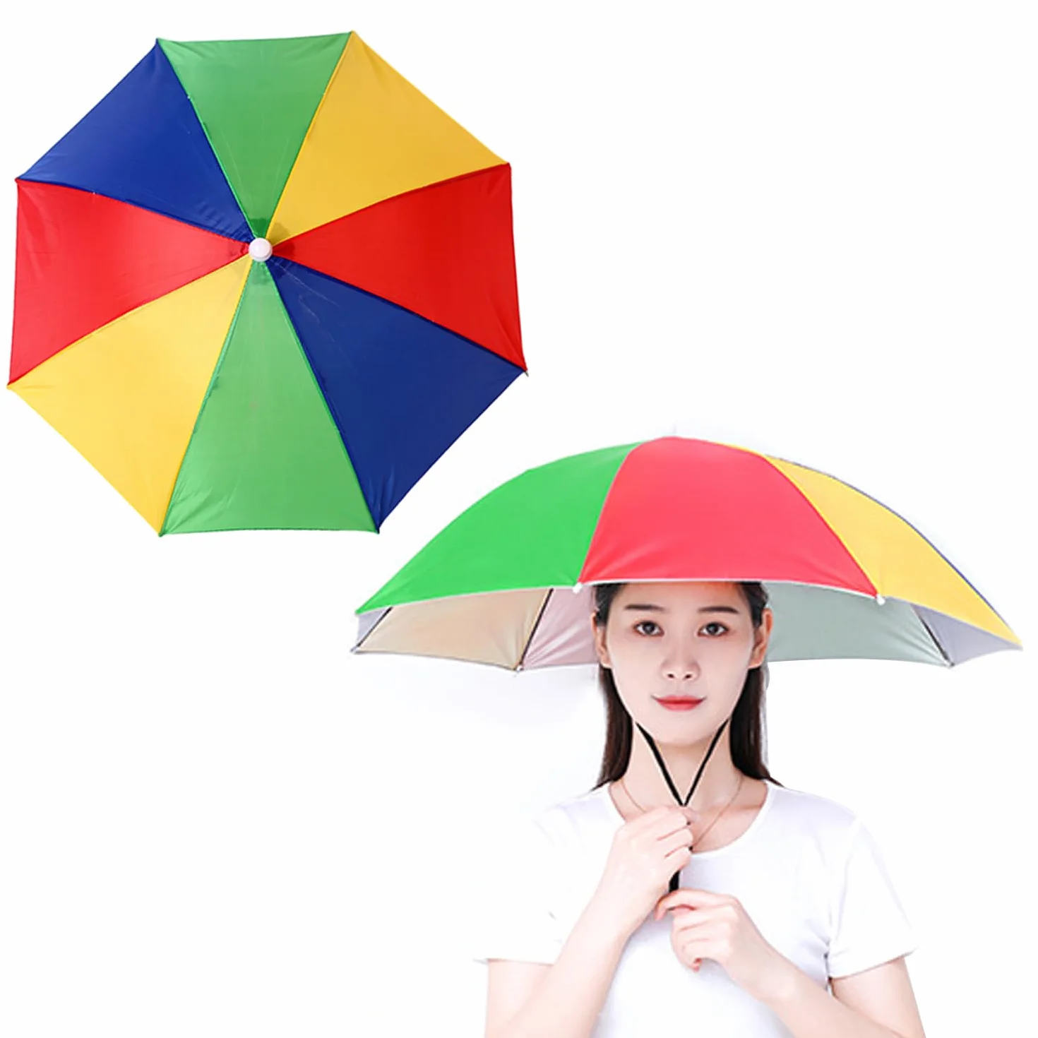 MEMOFYND Paraguas de Pesca Arco Iris Plegable Protección UV 360° Lluvia y Sol