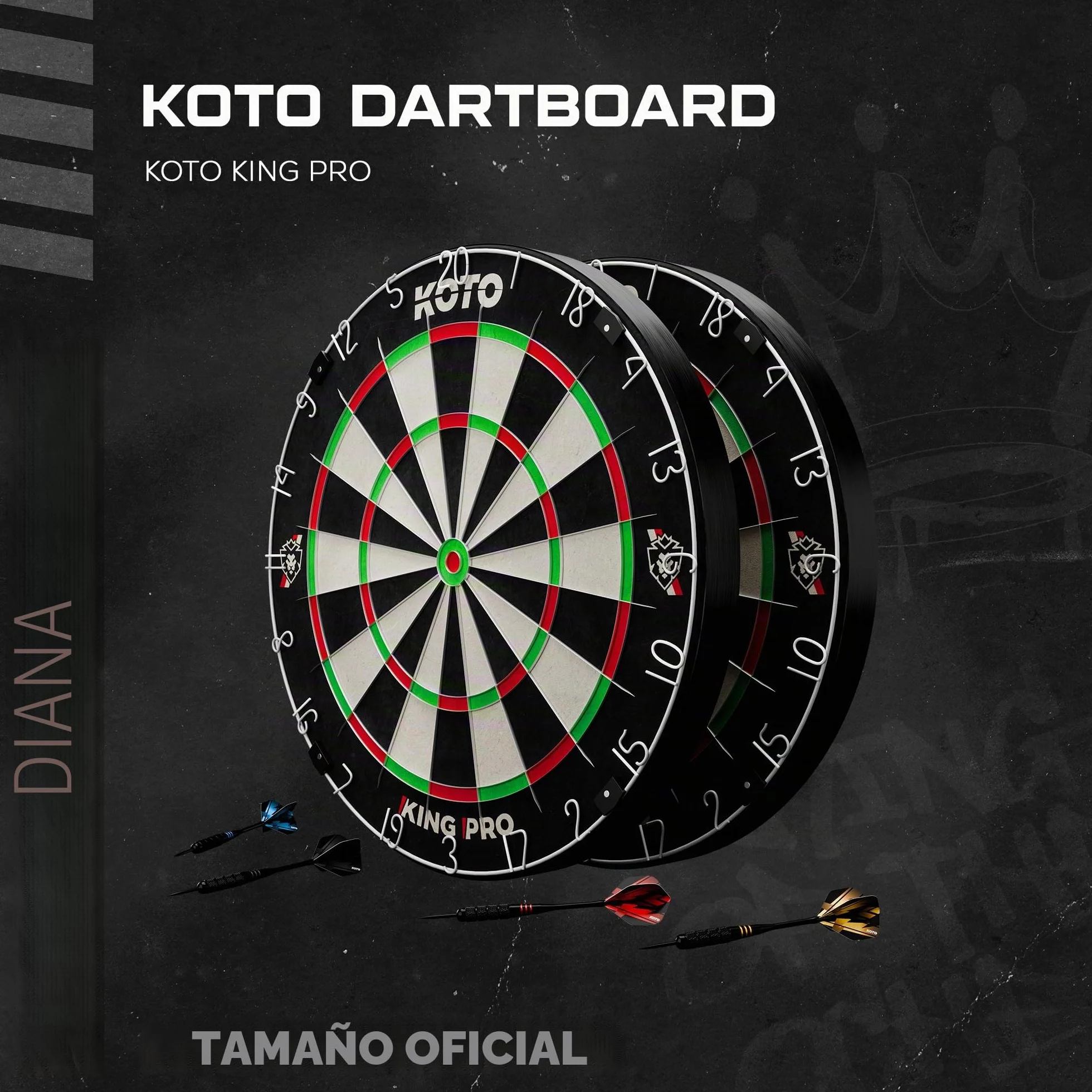 KOTO Diana Profesional King Pro Dartboard Steeltip Oficial Ultra Alambre Fino Bristle Premium Juego de Dardos
