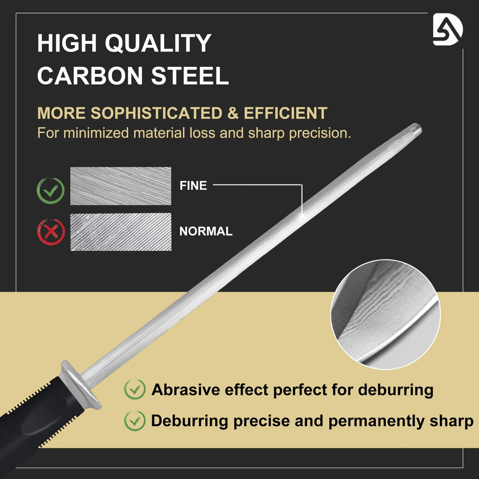 Chaira Afilar Diamante 37cm Afilador de Cuchillos Profesional Knife Sharpener de Acero Especial Endurecido y Mango Ergonómico de Tacto Suave con Protección para Los Dedos | Rojo
