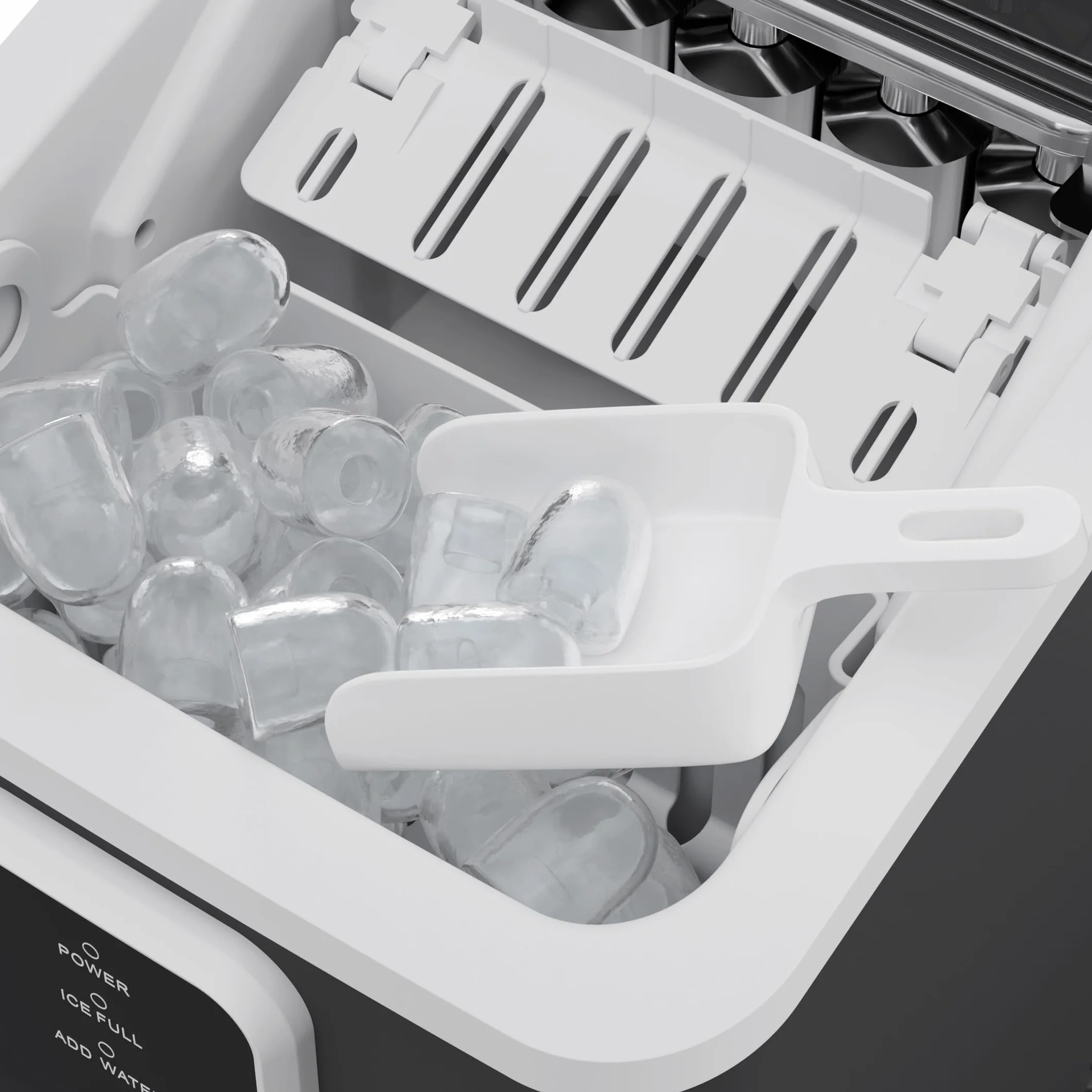 H.Koenig Máquina de hielo KUB12, 12 kg de cubitos de hielo en 24 horas, Compacto, Silencioso 1 L, Cubitos listos en 6-8 minutos, Paleta incluida