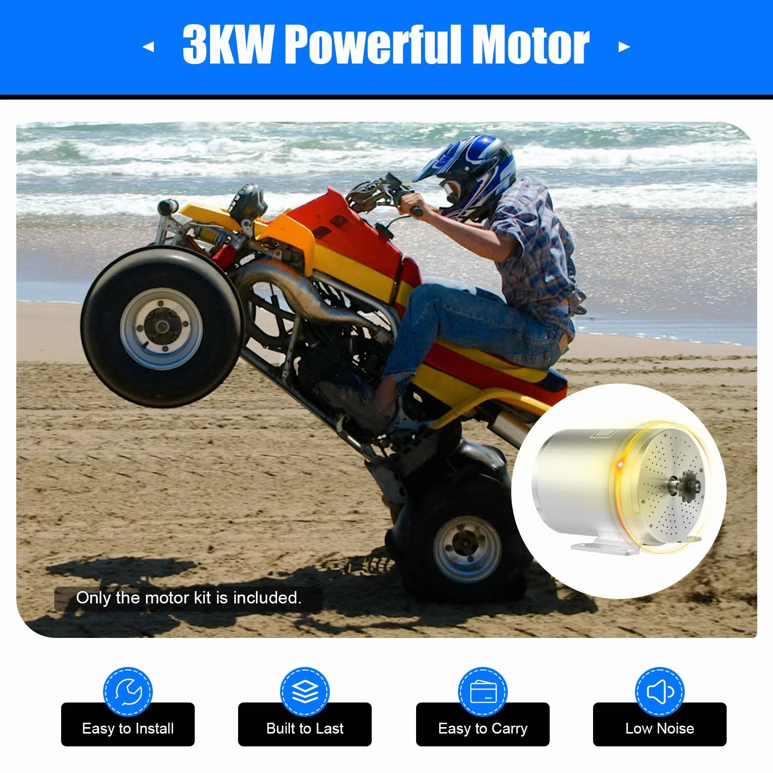 Kit de motor DC sin escobillas 48-72V 3000W 4900 RPM IP33 para E-Bike, bicicleta