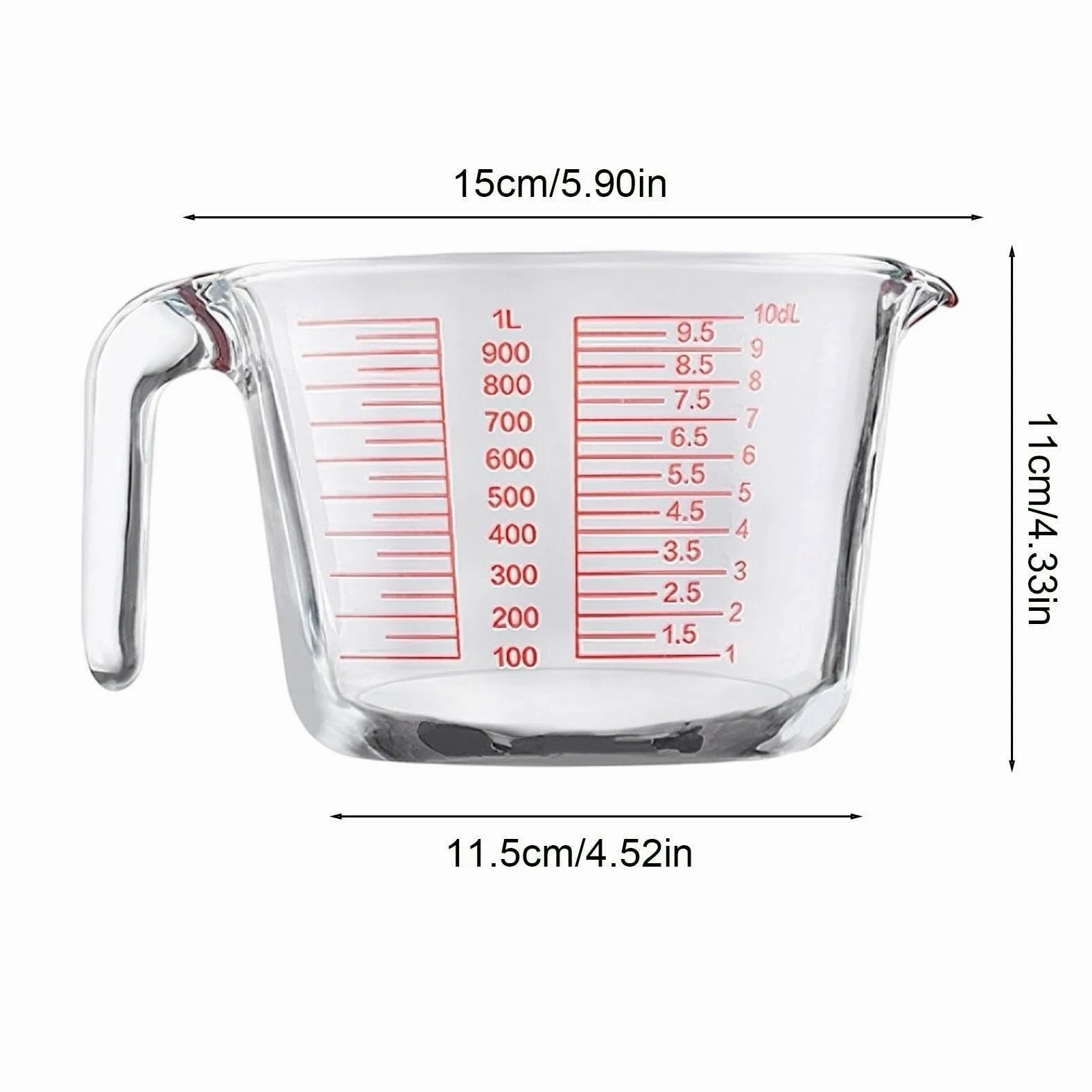 Vasos medidores de vidrio transparente portátil y | Contenedor de medición de líquidos para preparar comidas, cocinar, hornear, cocina, hogar, casa, alimentos de interior