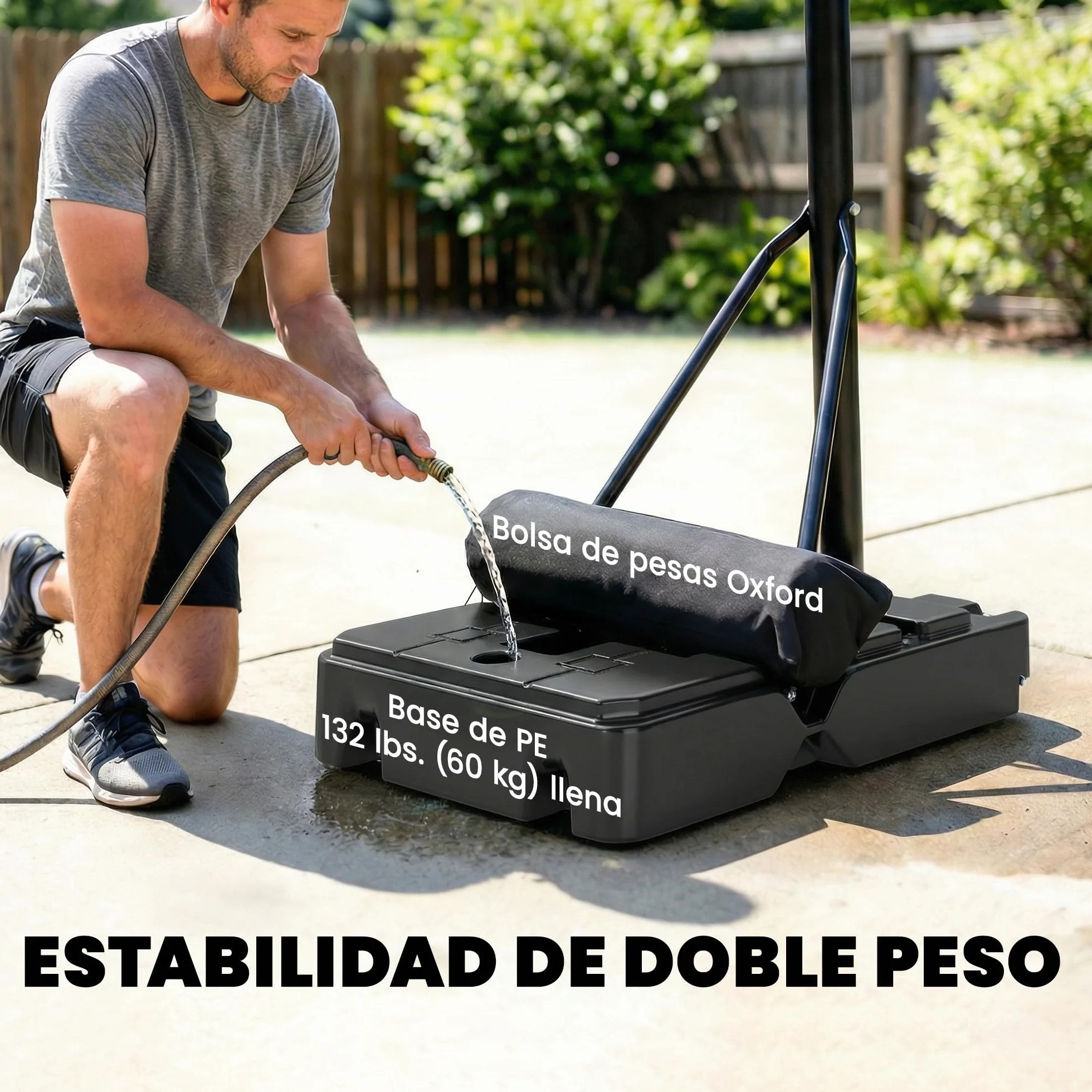 SPORTNOW Canasta de Baloncesto Exterior Altura Ajustable 5 Niveles 235-305 cm Portátil con Ruedas Base Rellenable