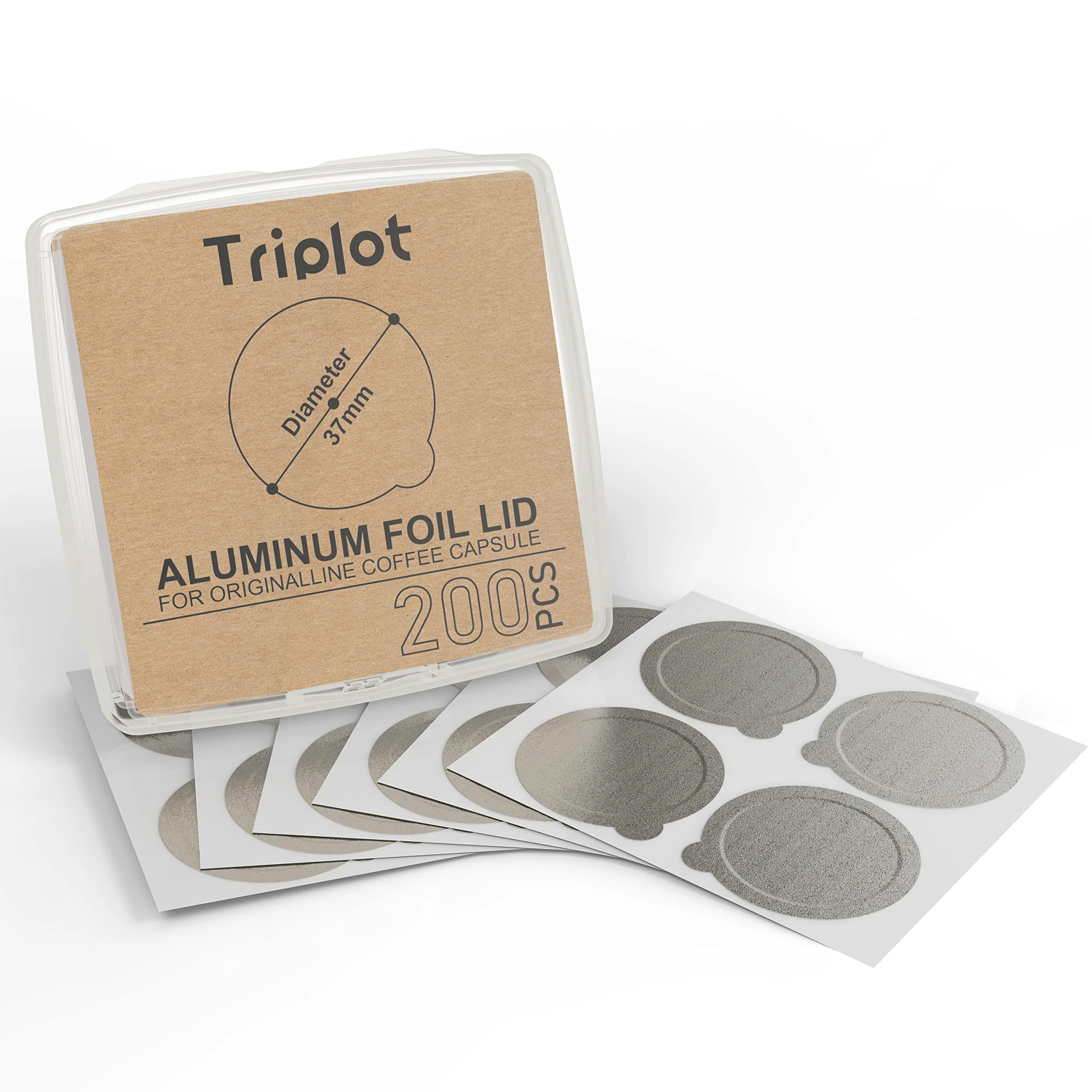 Tiplot Tapas de aluminio para cápsulas reutilizables, sellos adhesivos de aluminio autoadhesivos, 200 unidades para cápsulas de café recargables, máquinas de línea original Nespresso compatibles con