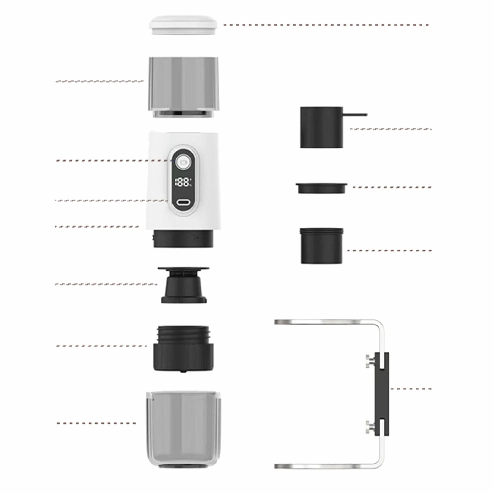 Cafetera Espresso Eléctrica Portátil, Mini Cafetera Compacta, Recargable E Inalámbrica, Ideal para Viajes, con Bomba de 19 Apta para Camping, O, Blanco, Individual