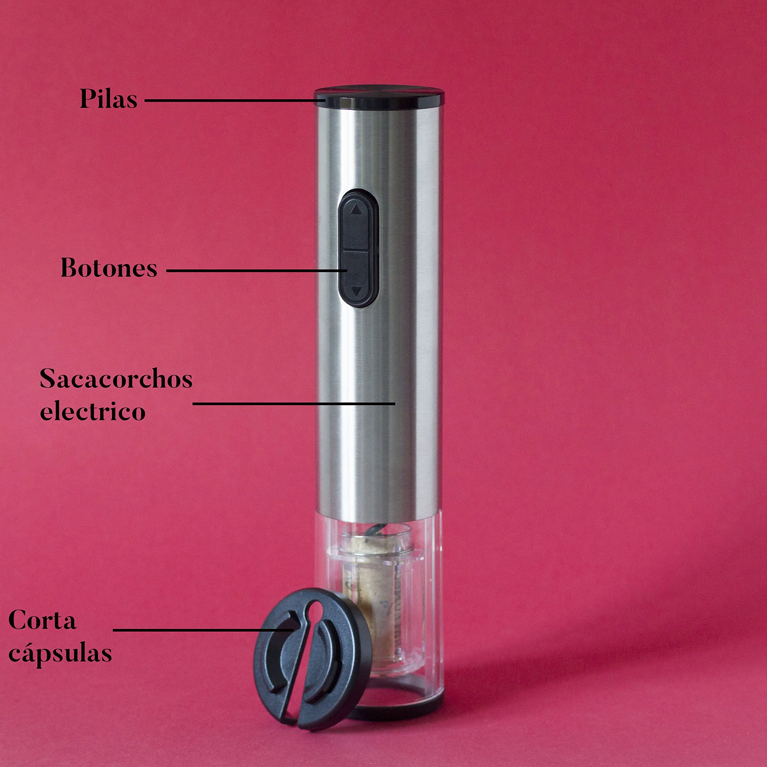 Sacacorchos eléctrico con corta cápsulas - regalos originales