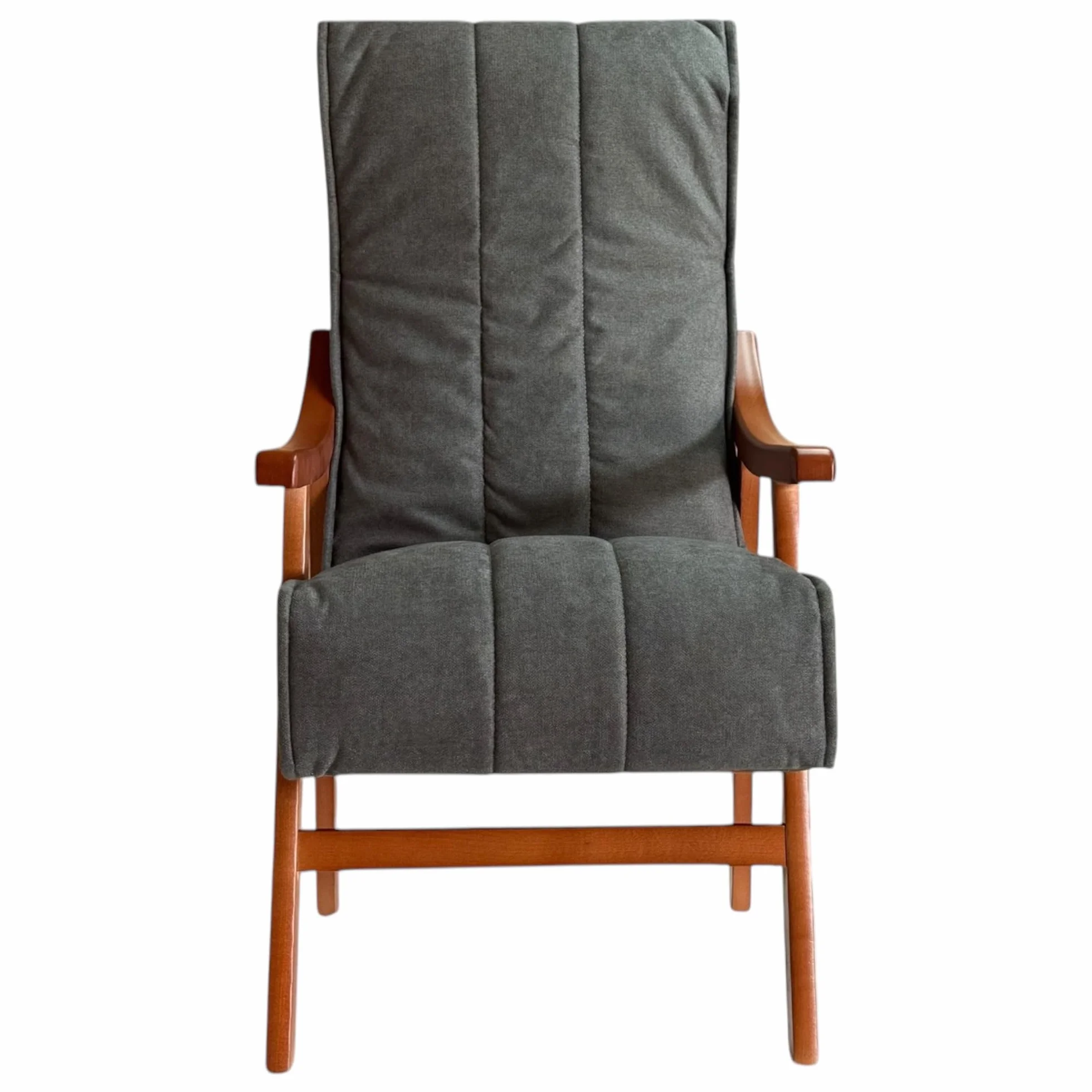 Sillón Alto con Manta y reposabrazos tapizado Marengo