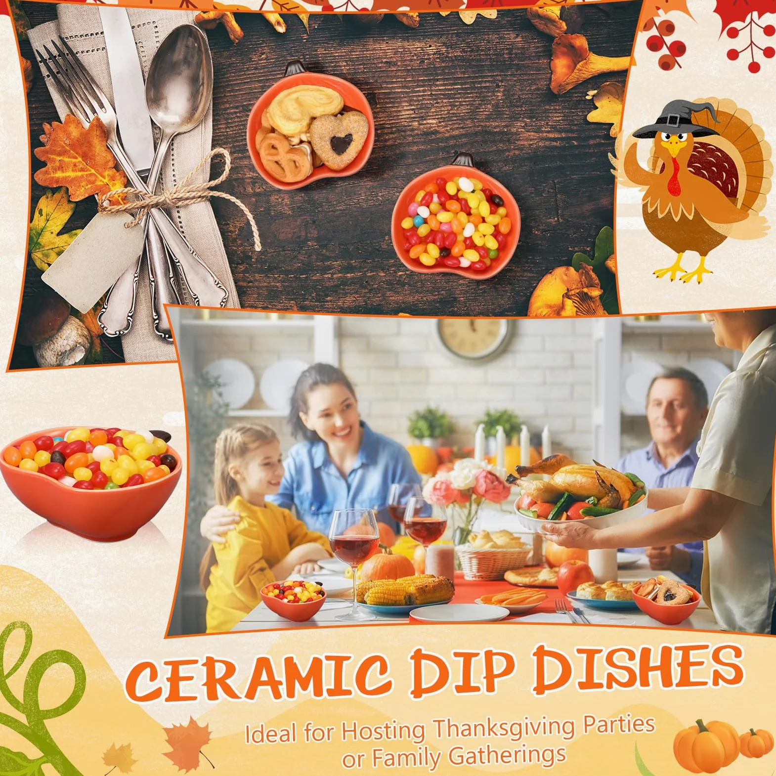 12 ramequines de otoño de 6 onzas, aptos para horno, ramequines de cerámica de calabaza, platos pequeños para crema, plato para hornear calabaza, platos de cuenco con forma de calabaza para cocina,