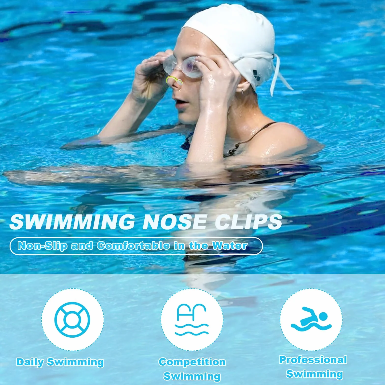6 Piezas Pinzas de Nariz para Natación, Clip Impermeable de Silicona para Adultos y Niños