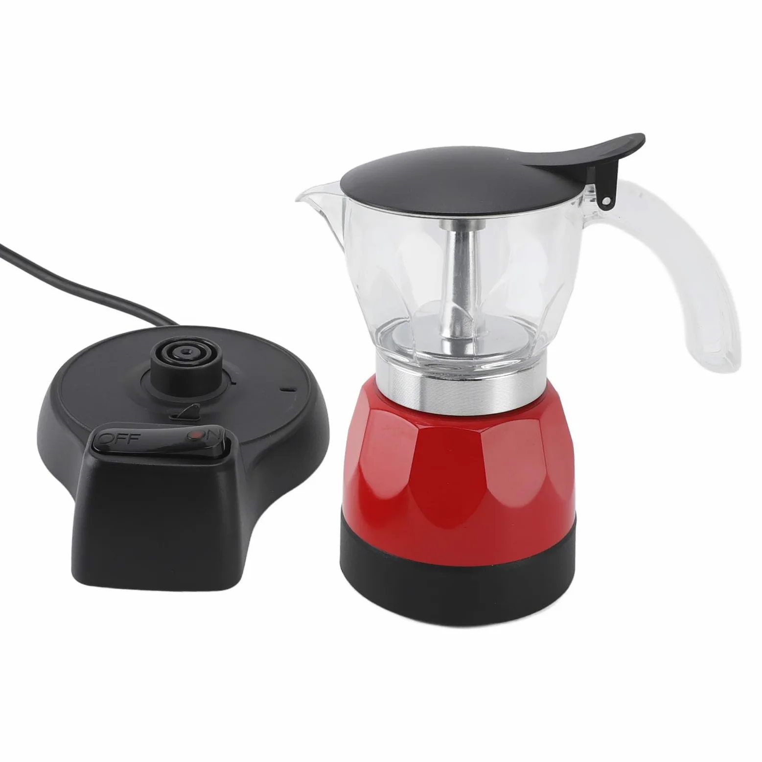 Italiana Eléctrica, 150ml 3 Tazas Moka Pot de Aluminio Percolador Eléctrico con de Filtro Preciso, Función Antigoteo, Operación Rápida y Piezas Fáciles de Limpiar,