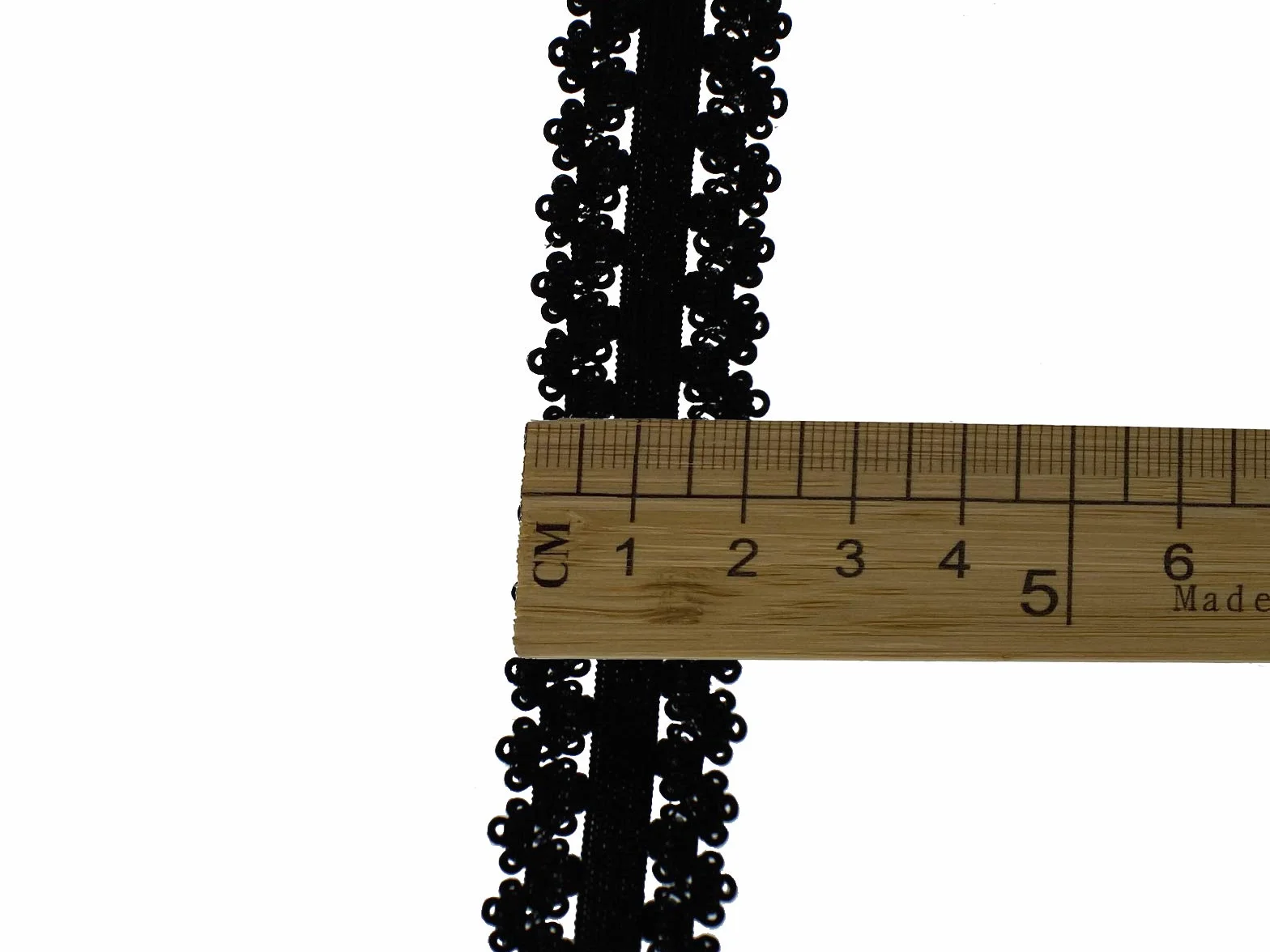 Un rollo de 16 yardas de encaje elástico con borde de picot de 3/4 pulgadas, bordes volantes, cinta elástica, encaje para diademas (negro)