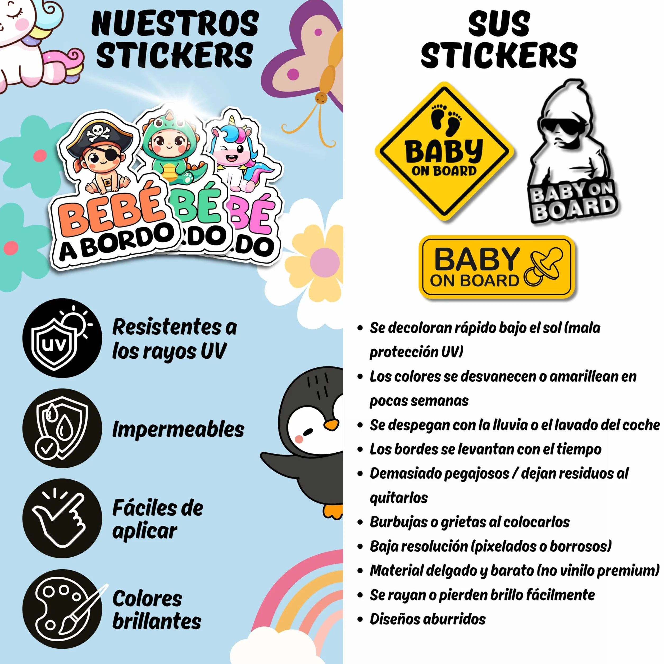 Pegatina Bebe a Bordo Coche, Pegatinas Coche, Bebé Superhéroe, Pegatinas de Bebe a Bordo, Pegatina Resistente a UV e Impermeable