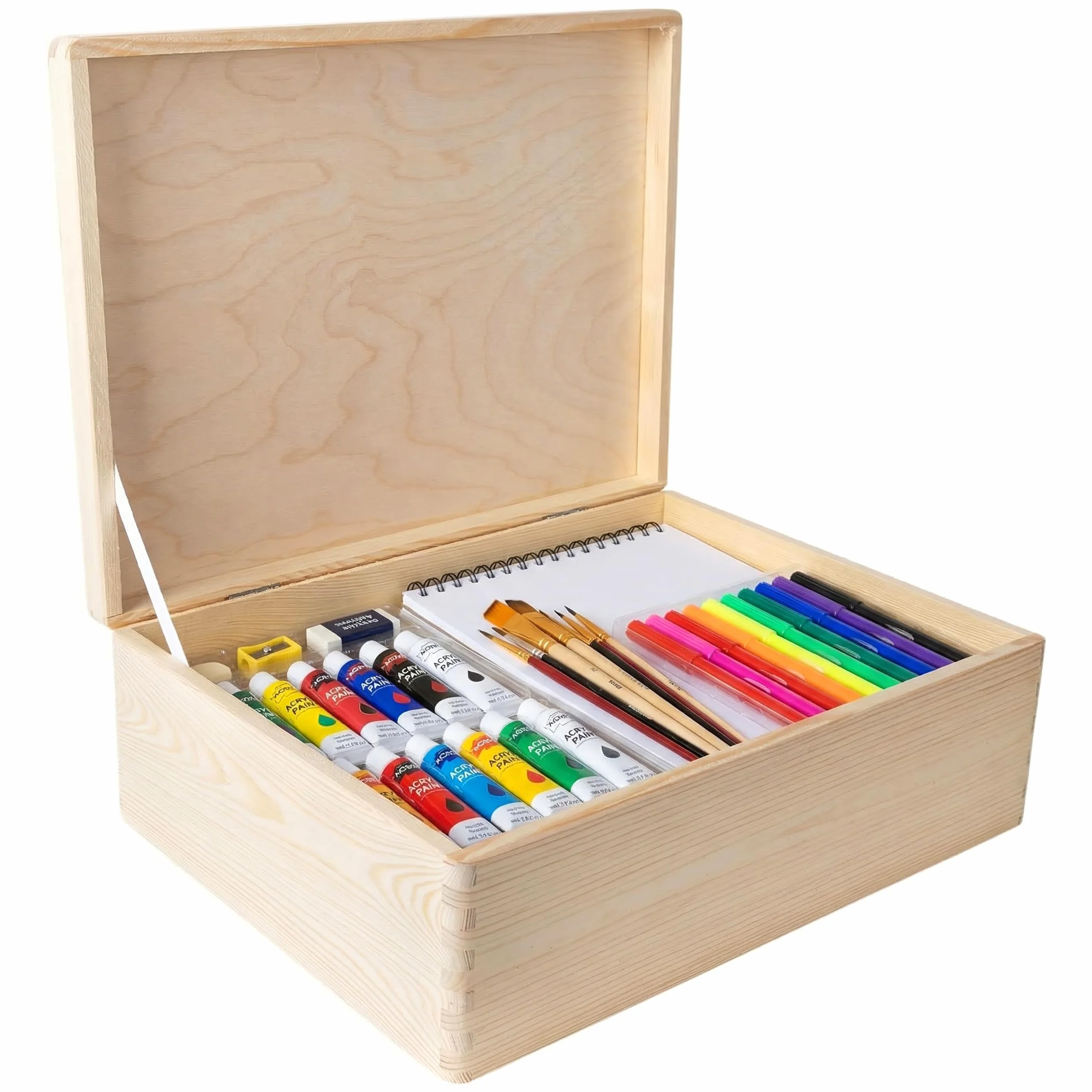 Creative DECO Grande Caja Madera Decorativa | 40 x 30 x 14 cm (+/-1cm) | con Tapa | Cofre Pascua Decorar Regalo Decoupage | Juguetes, Documentos, Objetos, Herramientas | EN BRUTO SIN LIJAR
