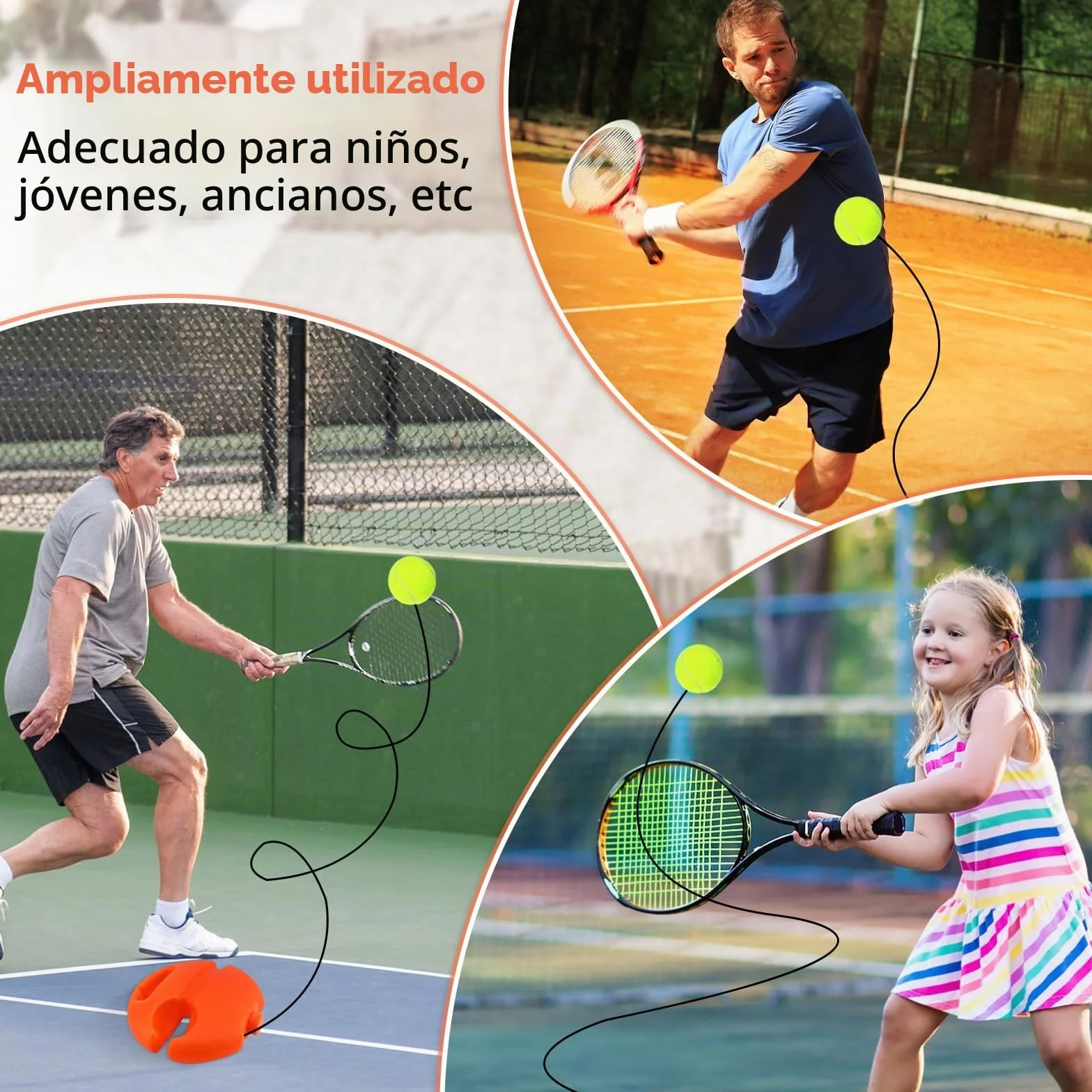 Juego de Entrenamiento de Tenis portátil con 3 Pelotas de Rebote, Equipo de Tenis para niños y Principiantes