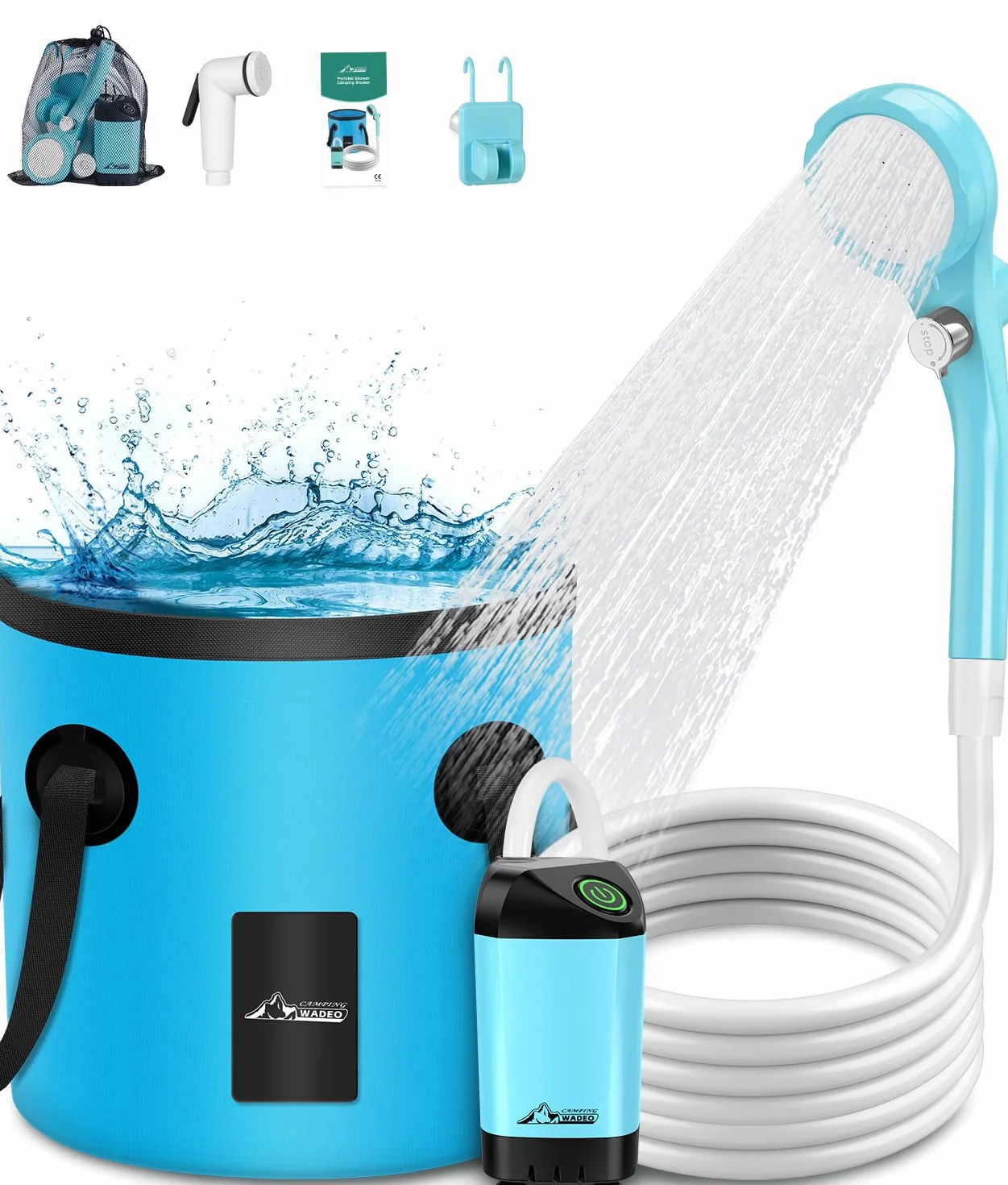 WADEO Ducha Portátil Camping 6000 mAh Bomba Agua 20L Kit Exterior