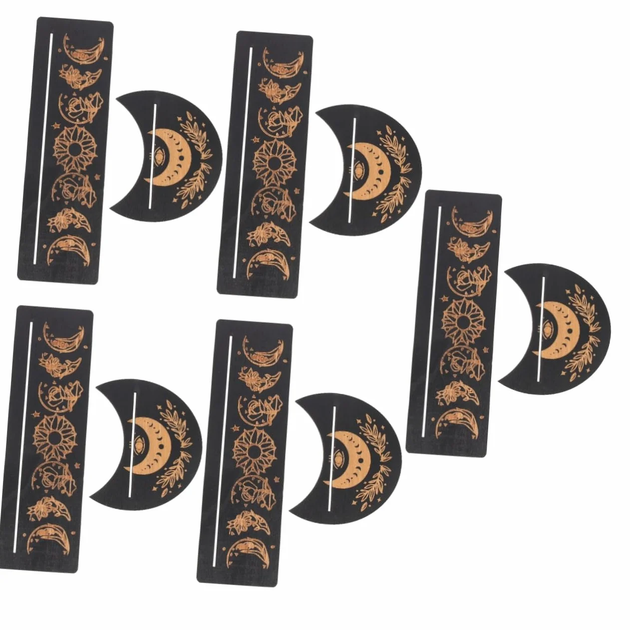 PRETYZOOM 5 Juegos De Tarjeteros Rectangulares De Madera Soporte Para Cartas De Tarot De Fase Lunar Decoración De Mano Decoración Pagana Soporte Para Cartas De Tarot En Forma De