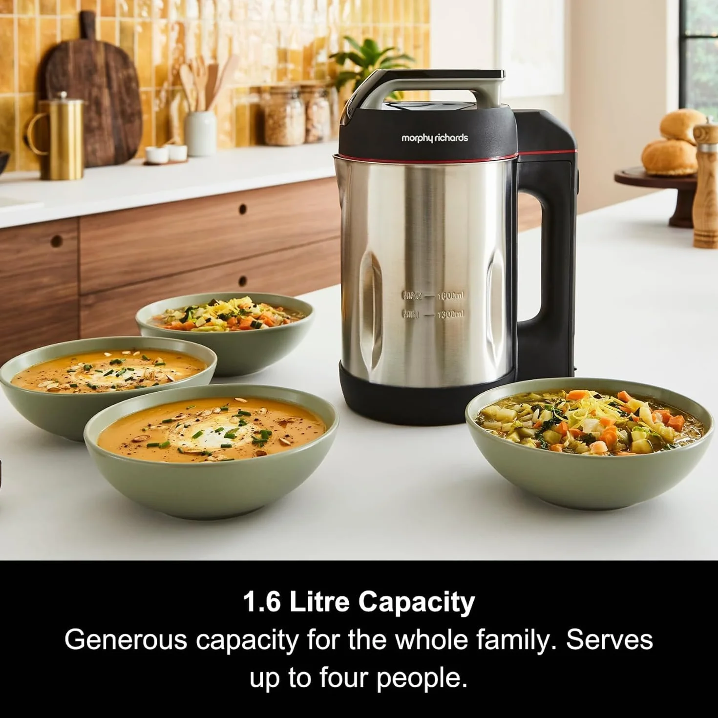 Morphy Richards Máquina para hacer sopas y saltear 501014, acero inoxidable cepillado