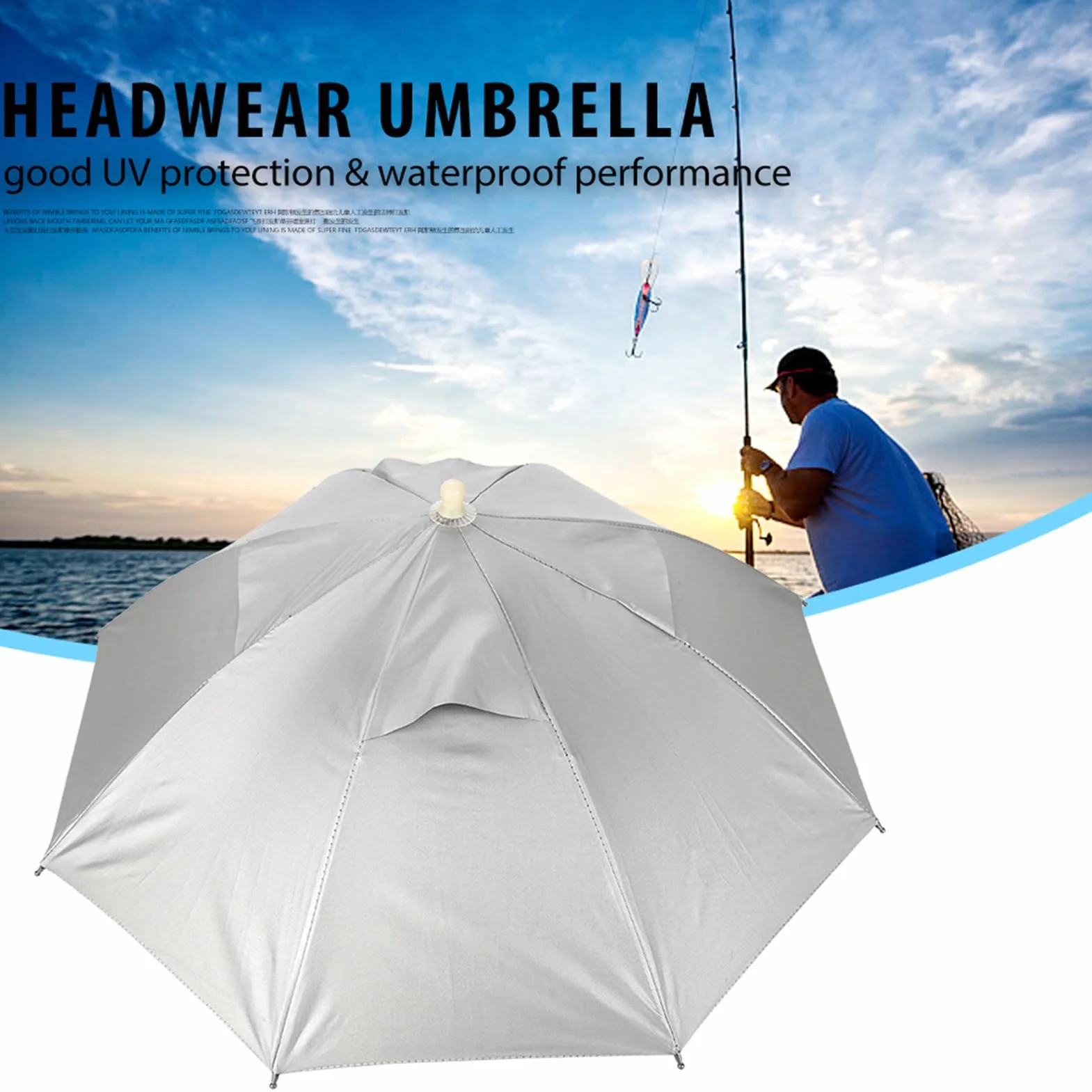 BuyWeek Sombrilla Sombrero Plegable 65 cm Resistente al Agua Protección Solar Paraguas de Pesca